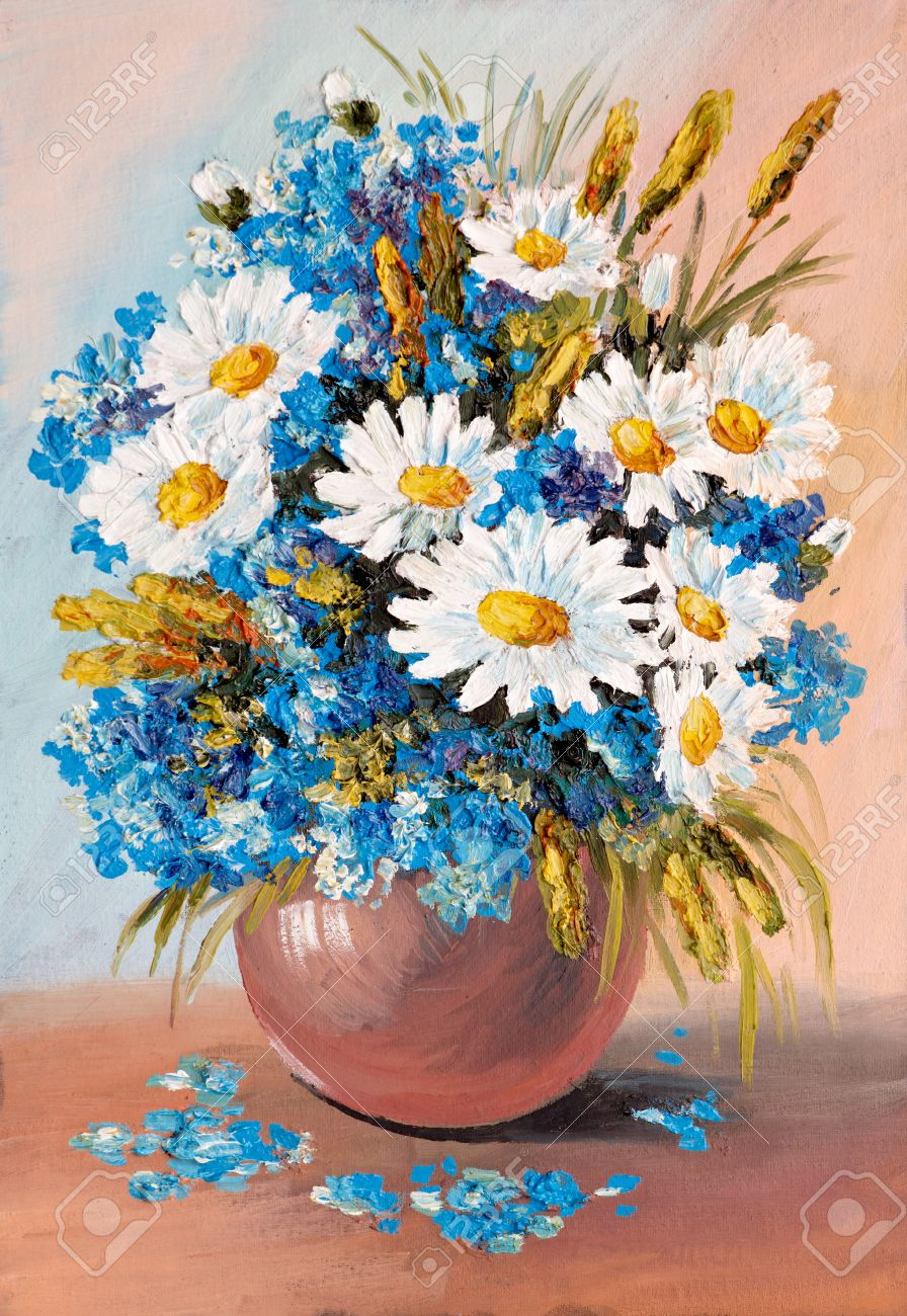 Oil Painting Still Life A Bouquet Of Flowers Vase Agriculture intended for proportions 896 X 1300