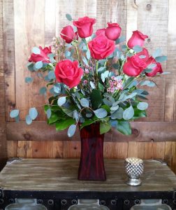 One Dozen Red Roses In Red Vase In Las Vegas Nv Windmill Floral Expressions in size 1607 X 1913