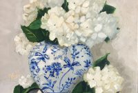 Original Still Life Painting Hydrangeas In Blue And White with dimensions 1499 X 1500