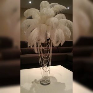 Ostrich Feather Centerpiece With Acrylic And Pearl Garlands for dimensions 1500 X 1500