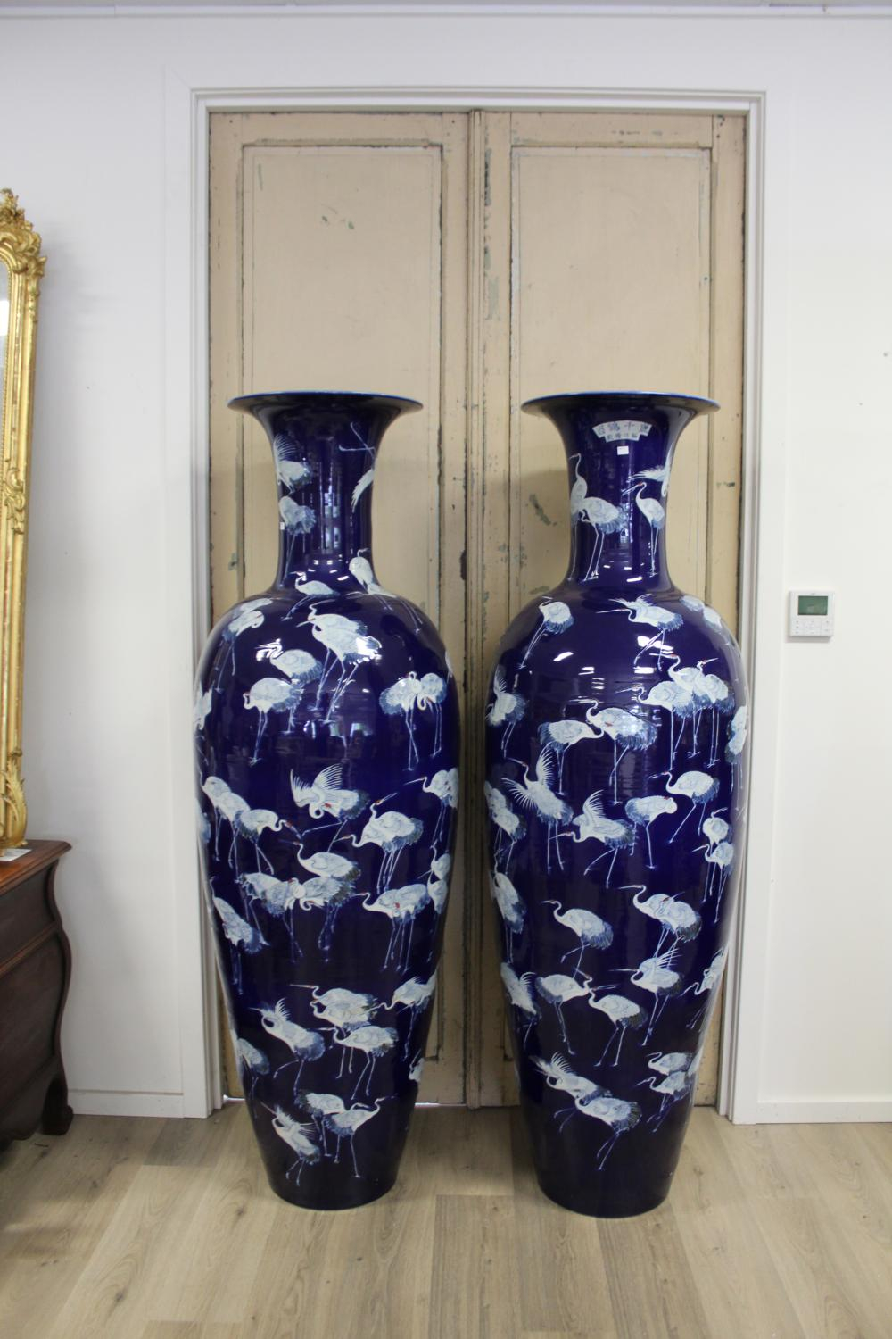 Pair Of Cobalt Blue Ground Monumental Chinese Floor Vases regarding proportions 1000 X 1500