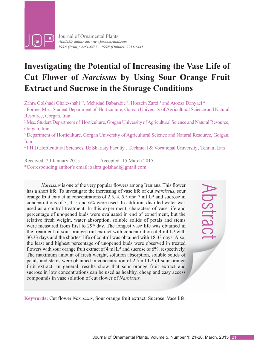 Pdf Investigating The Potential Of Increasing The Vase Life throughout sizing 850 X 1202