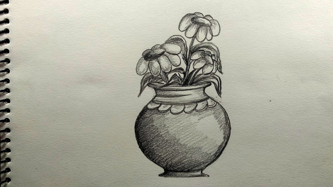 Pencil Sketch Of Flower Vase with regard to sizing 1280 X 720