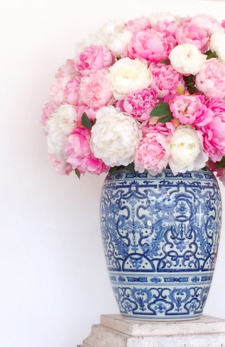Peonies In Blue And White Vase Photography Flowers in dimensions 772 X 1189