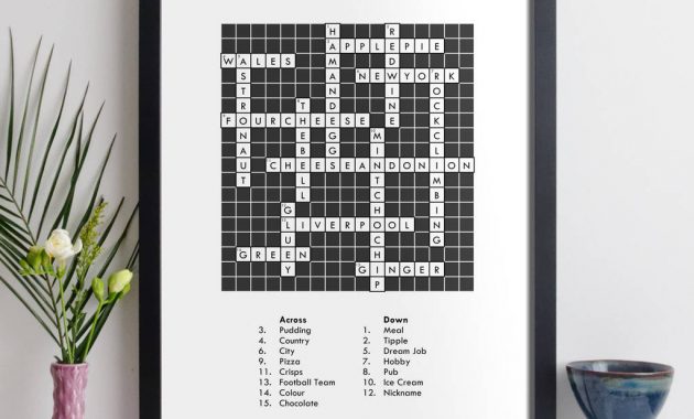 Personalised Traditional Crossword Print With Clues regarding proportions 1024 X 1024