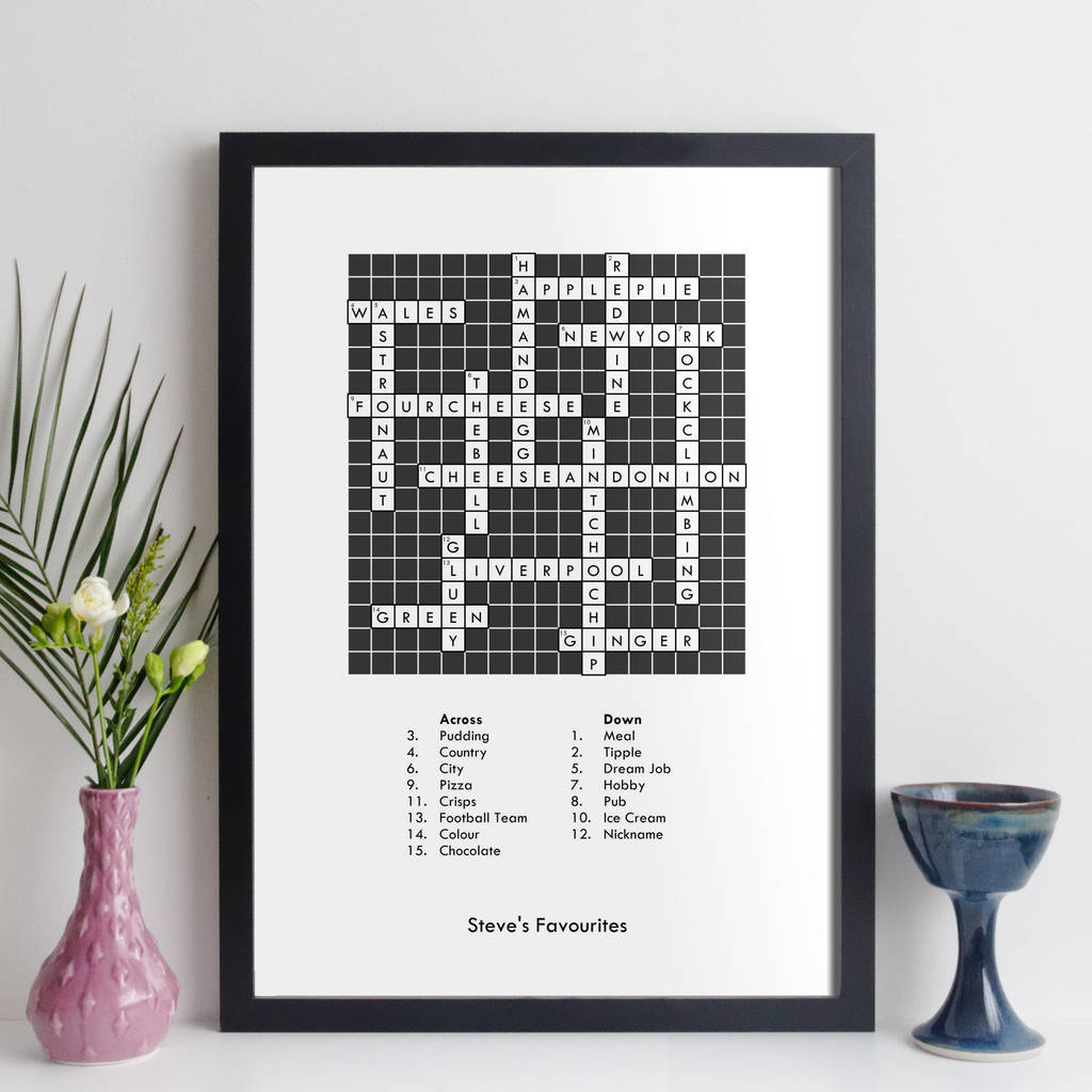 Personalised Traditional Crossword Print With Clues regarding proportions 1024 X 1024