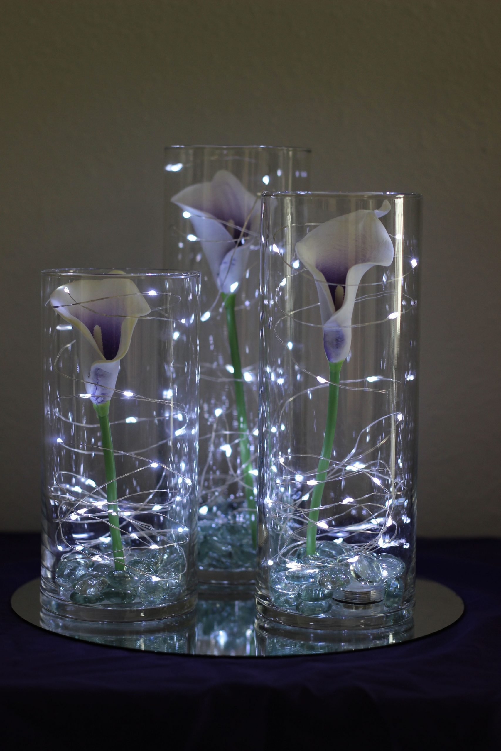 Picasso Calla Lilies In Cylinder Vases With Fairy Lights throughout size 3456 X 5184