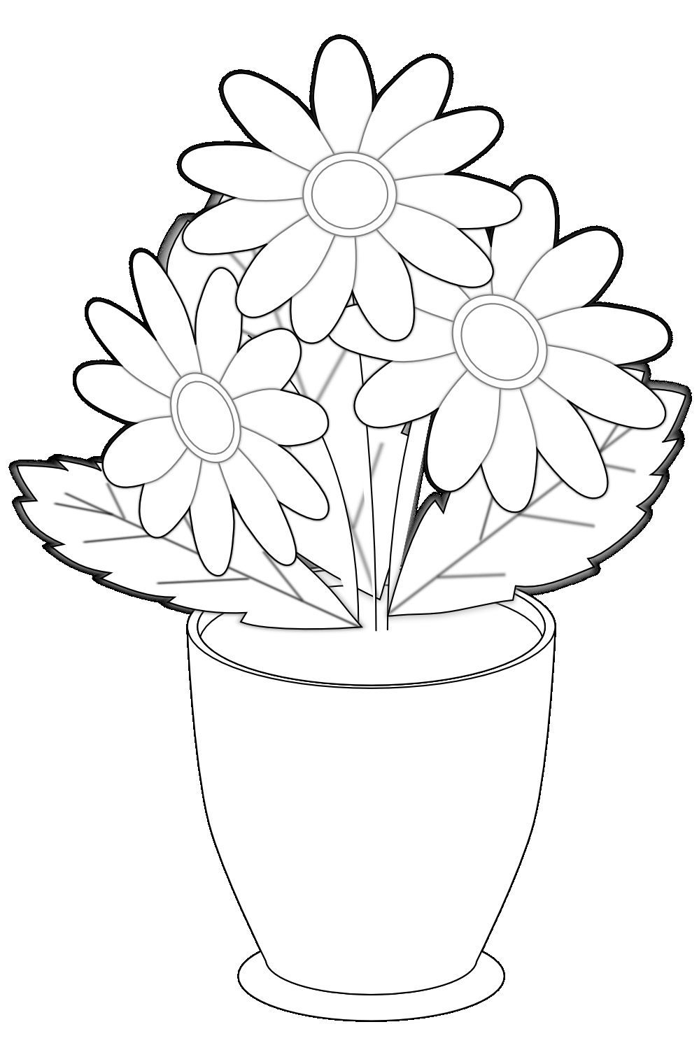 Plant Coloring Page Flower Vases Coloring Page Free for size 999 X 1491