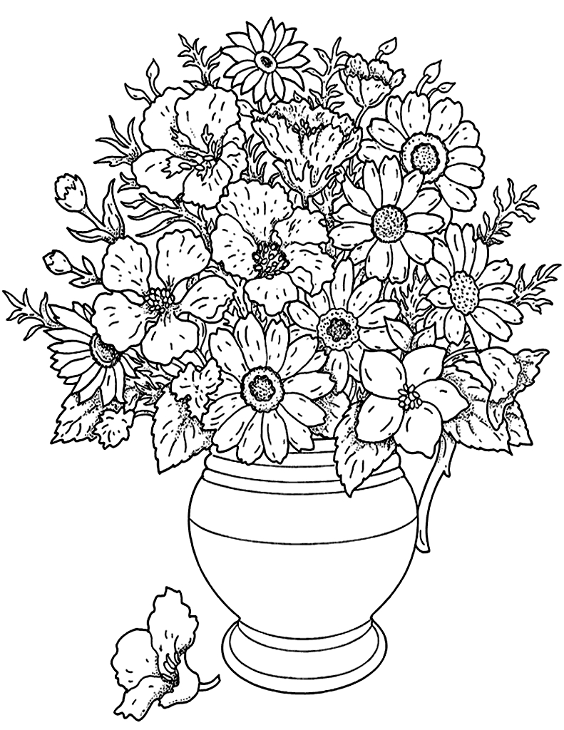 Plant Coloring Page Plant Coloring Page Weddingower Vase pertaining to measurements 791 X 1024