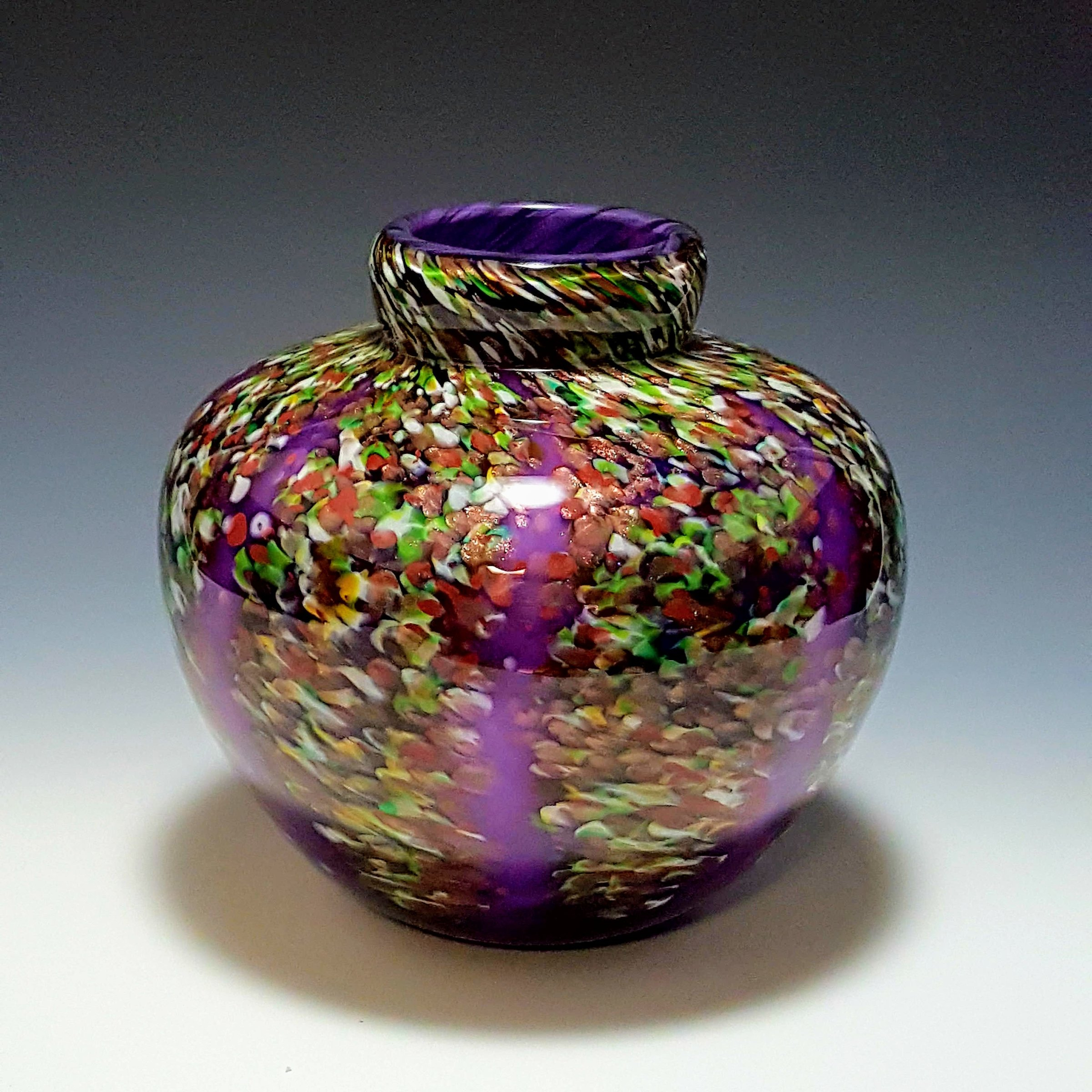 Purple Wisteria Round Mark Rosenbaum Art Glass Vase Artful Home throughout sizing 2400 X 2400