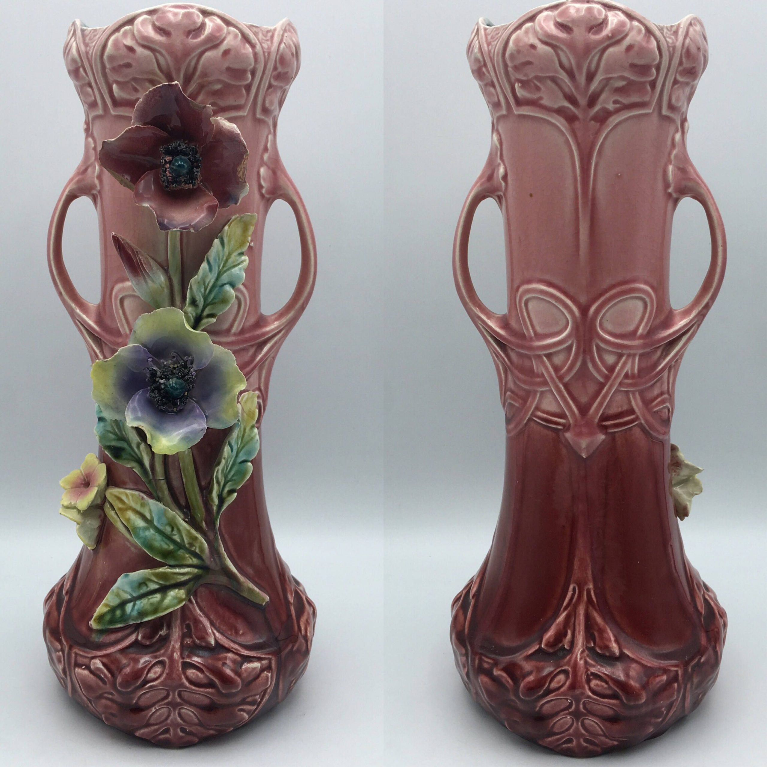 Rare Porcelain Flowers In Relief Pattern Majolica Vase Art for sizing 3000 X 3000