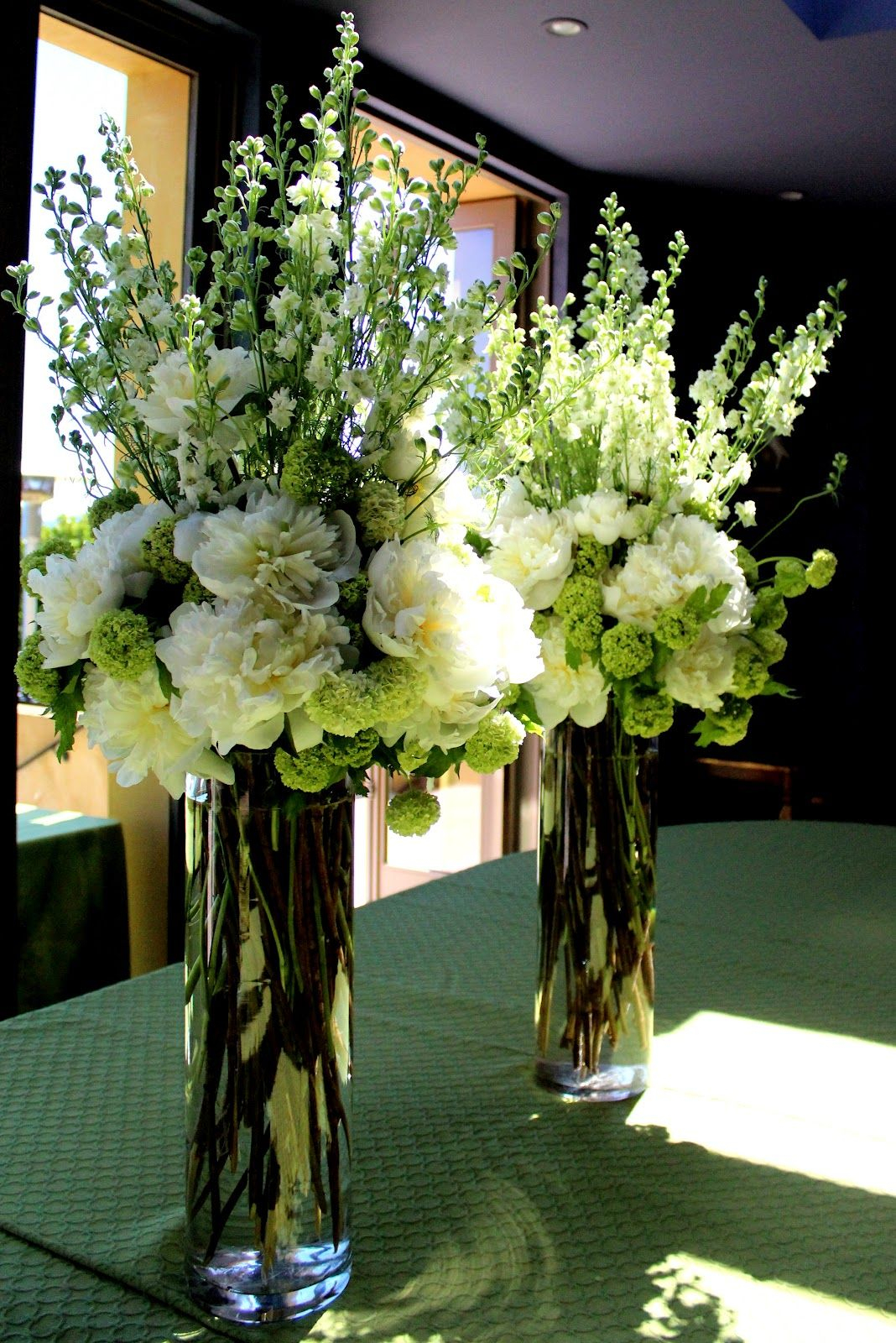 Real Wedding Engagement Party Tall Flower Arrangements in dimensions 1068 X 1600