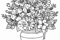 Realistic Bouquet Of Flowers In Vase Coloring Page For Kids within dimensions 1048 X 1480