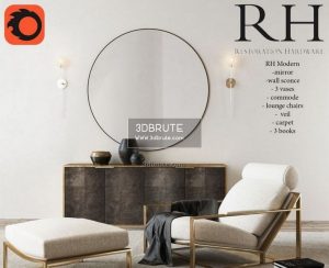 Rh Restoration Hardware Armchair 751 Download 3d Models with proportions 985 X 800