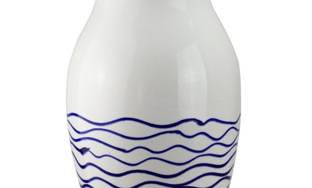 Seaside Treasures White And Navy Blue Striped Crackle Finished Vase 14 regarding measurements 1500 X 1500