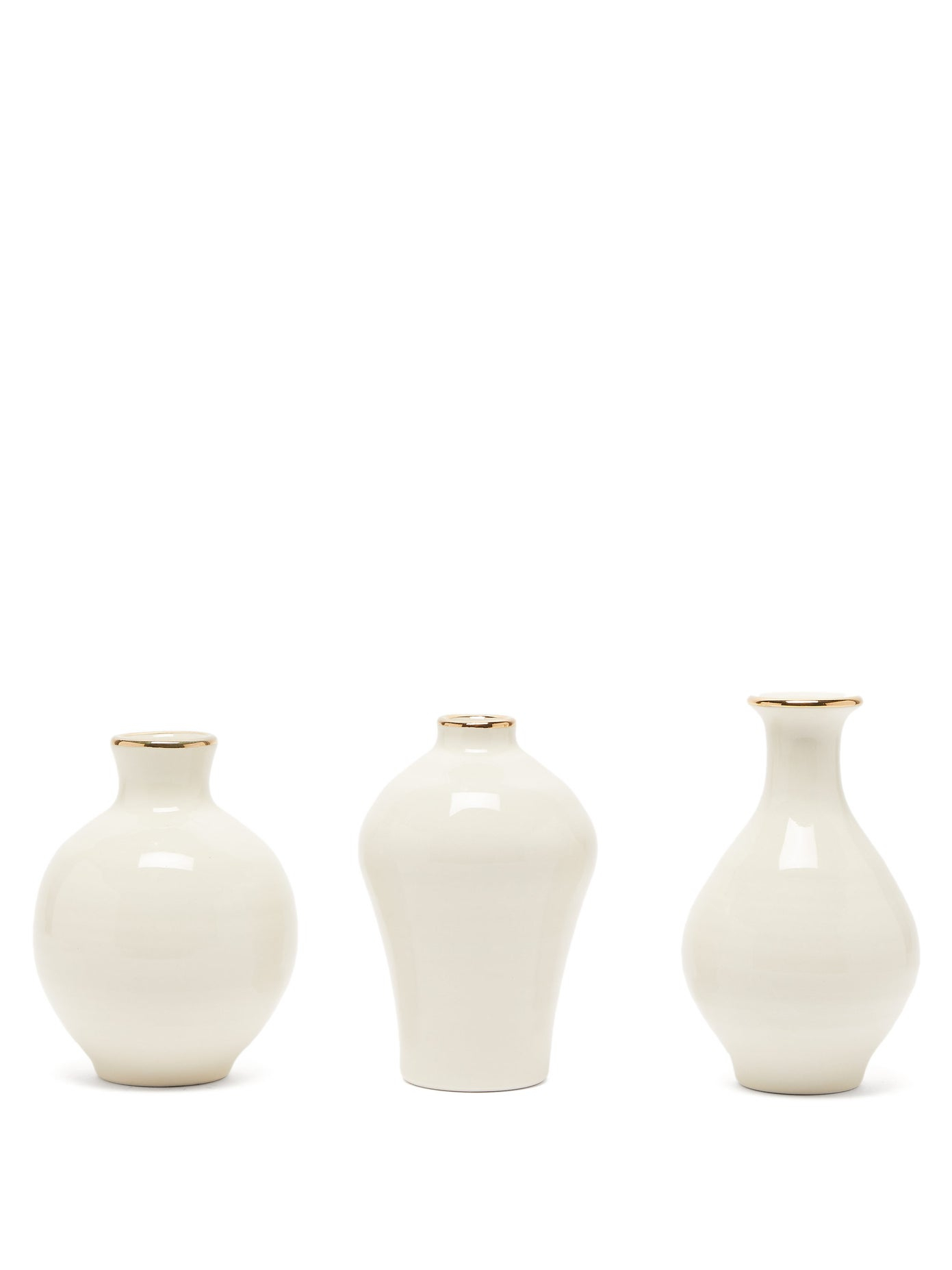 Set Of 3 Sancia Gold Rimmed Ceramic Vases Aerin for measurements 1391 X 1854