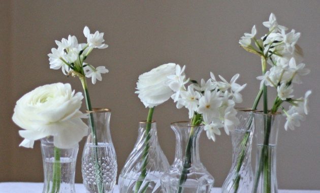 Set Of 6 Clear Glass Vases With Gold Rim On Tray Wedding inside proportions 1024 X 1024