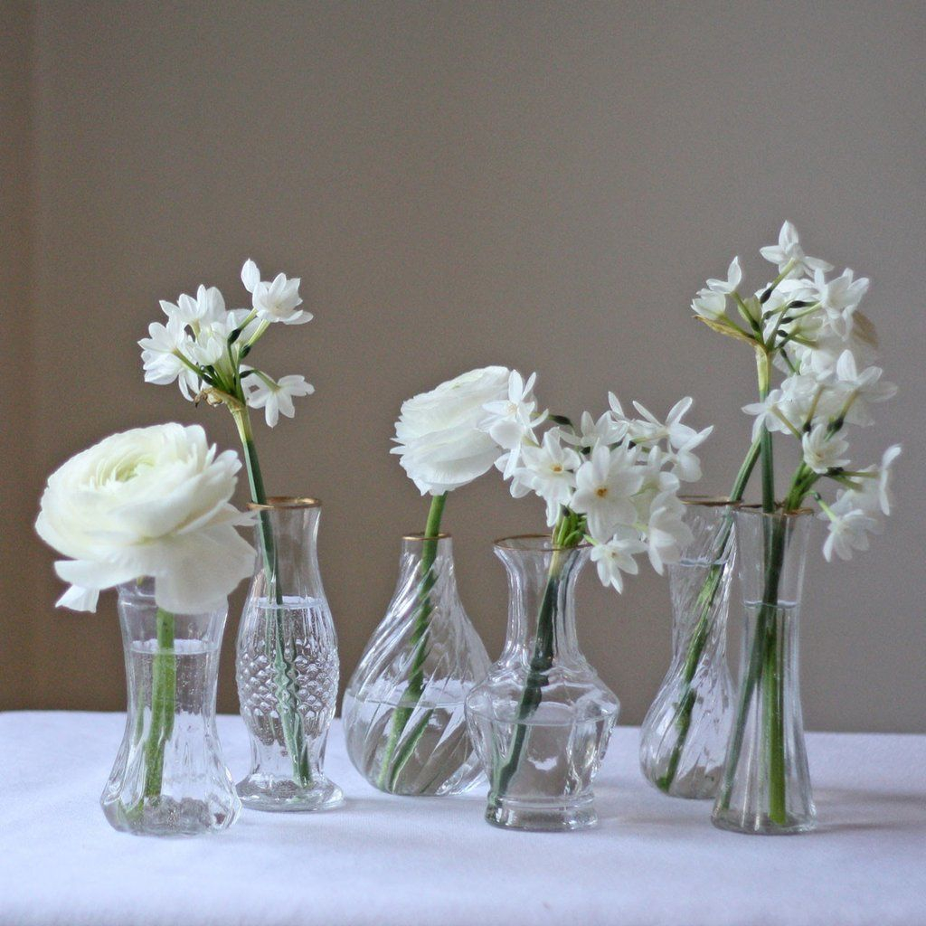 Set Of 6 Clear Glass Vases With Gold Rim On Tray Wedding inside proportions 1024 X 1024