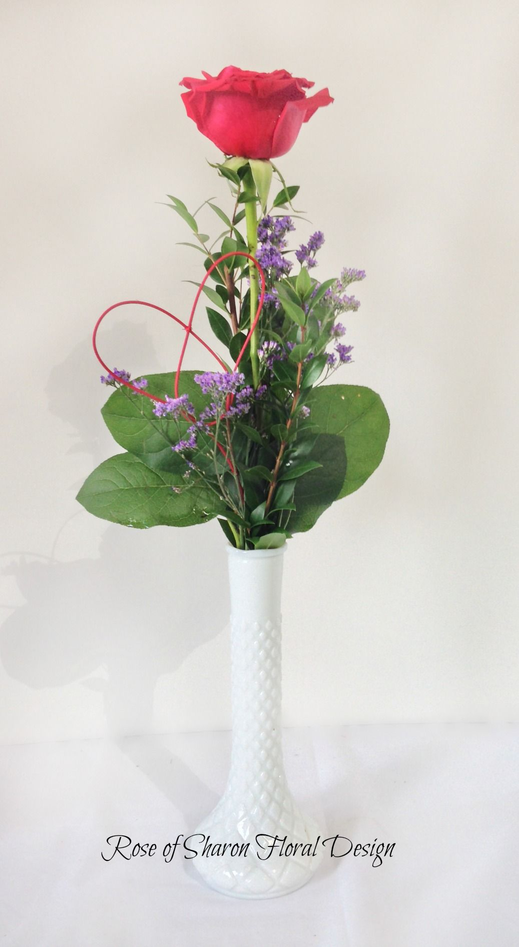 Single Rose Bud Vase With Salal Myrtle And Limonium pertaining to sizing 1037 X 1893