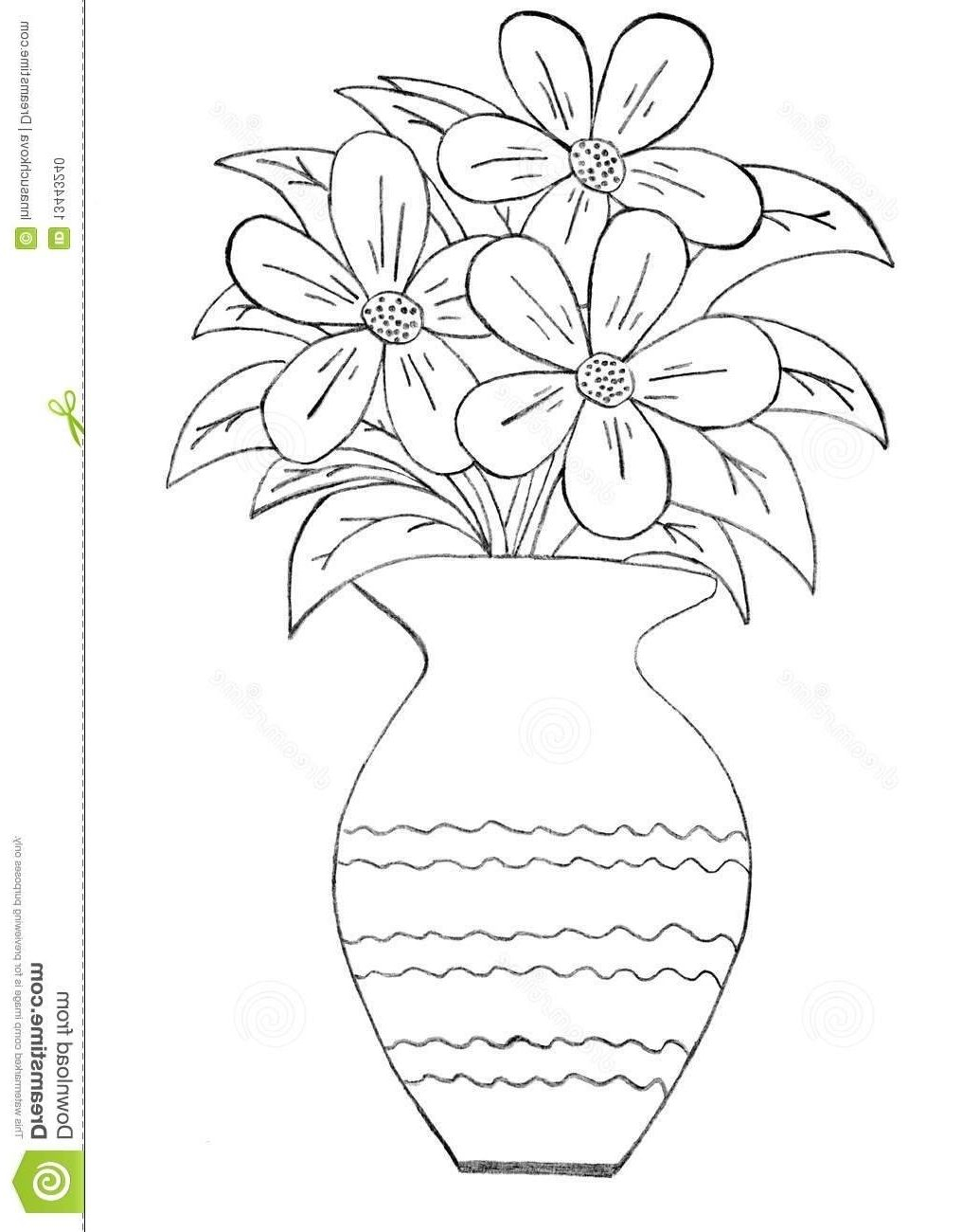 Sketch Images Flower Vase Drawing for size 1035 X 1300