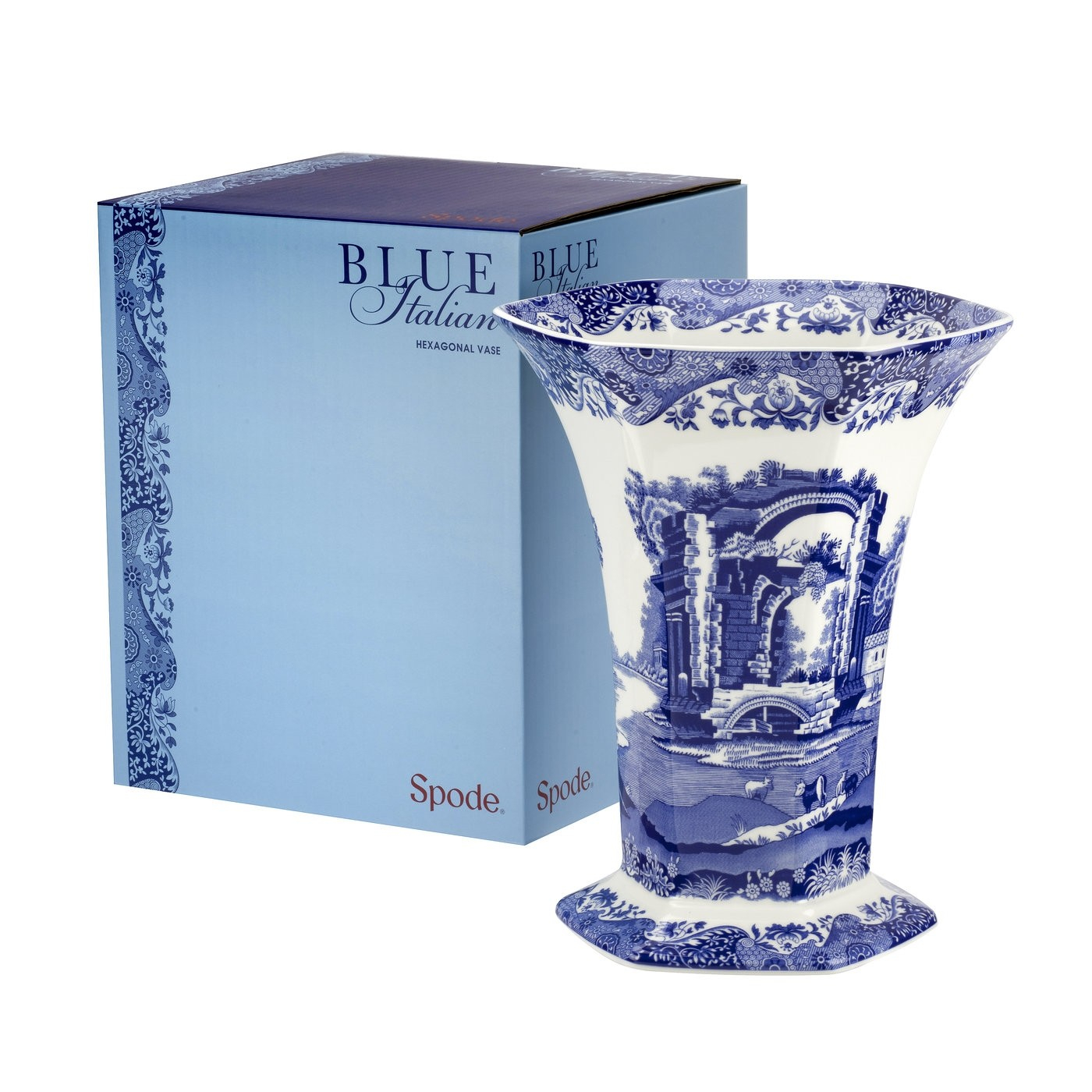 Spode Blue Italian Hexagonal Vase pertaining to sizing 1400 X 1400