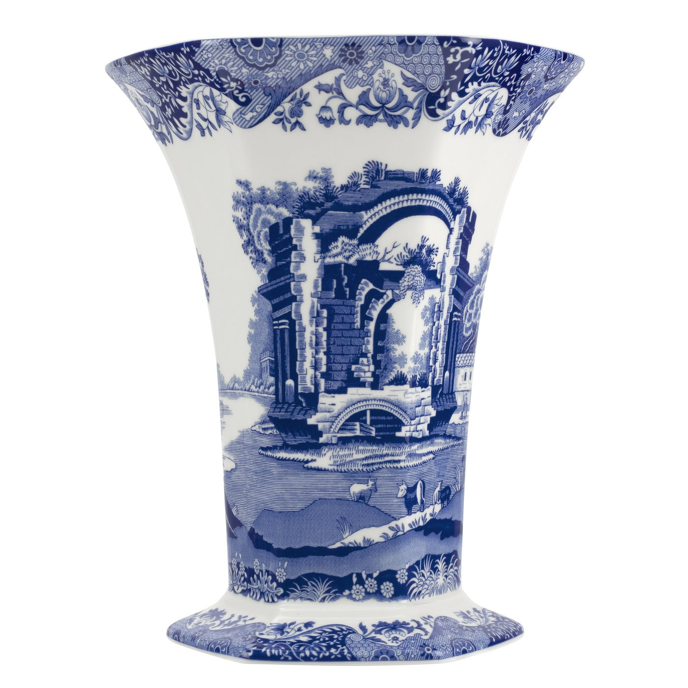 Spode Blue Italian Hexagonal Vase within measurements 1400 X 1400