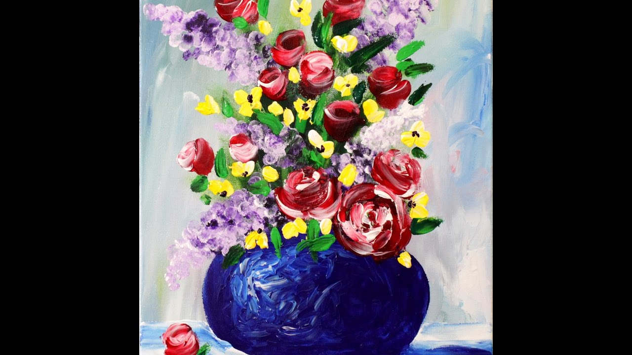 Spring Flowers In A Vase Step Step Acrylic Painting On Canvas For Beginners for dimensions 1280 X 720