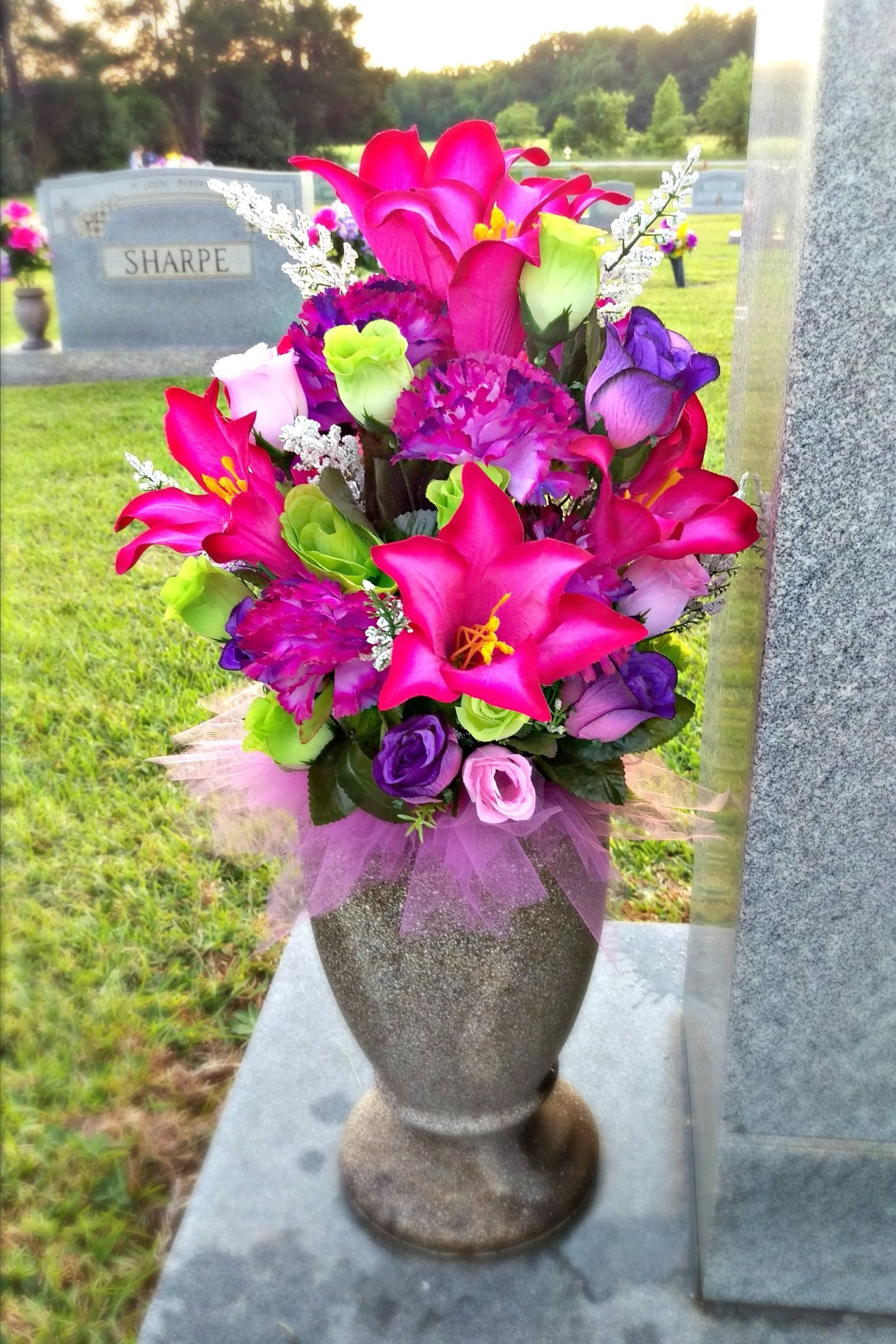 Spring Summer Cemetery Vase Arrangement Memorial Flowers for measurements 2032 X 3048