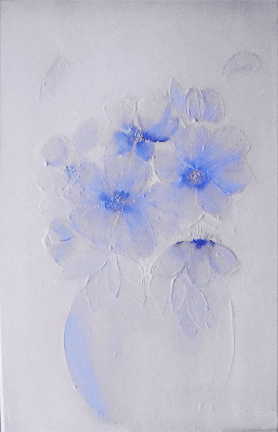 Tableau Vase Opaline Au Bouquet Bleu Huile Sur Toile within sizing 926 X 1440