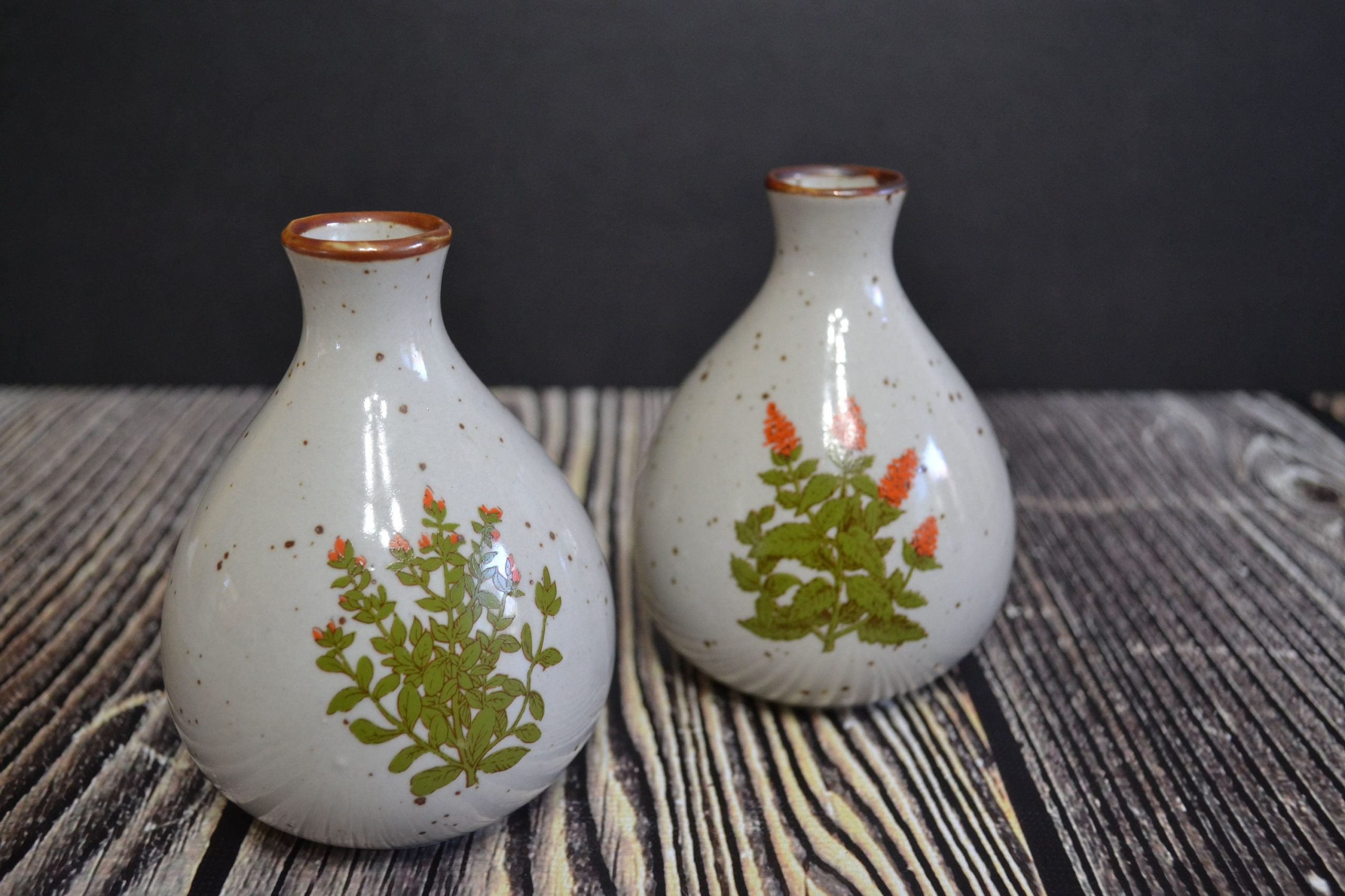 Takahashi Speckled Ceramic Stonewear Bud Vases With Orange with proportions 3000 X 2000