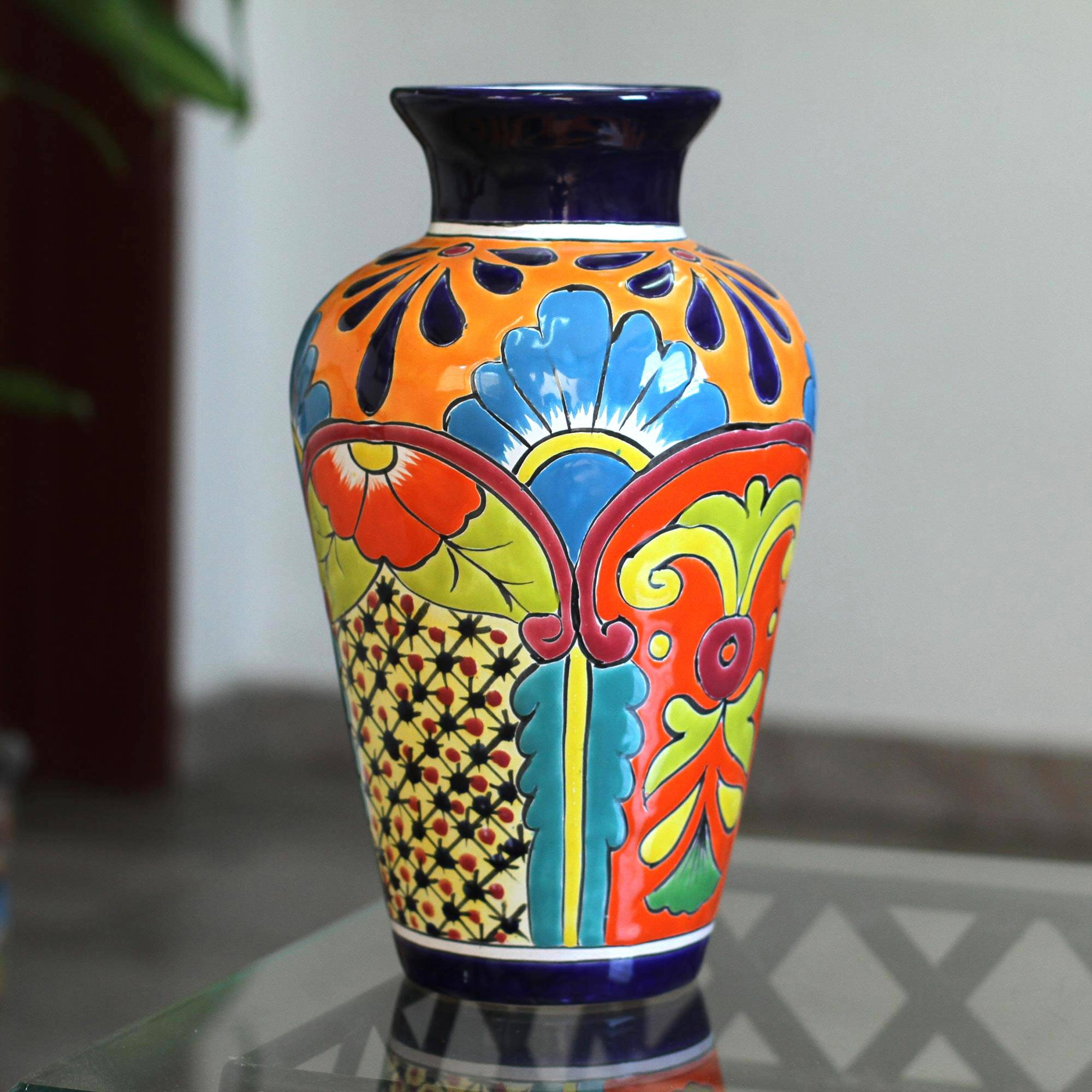 Talavera Style Ceramic Vase Crafted In Mexico Floral Display regarding sizing 2000 X 2000