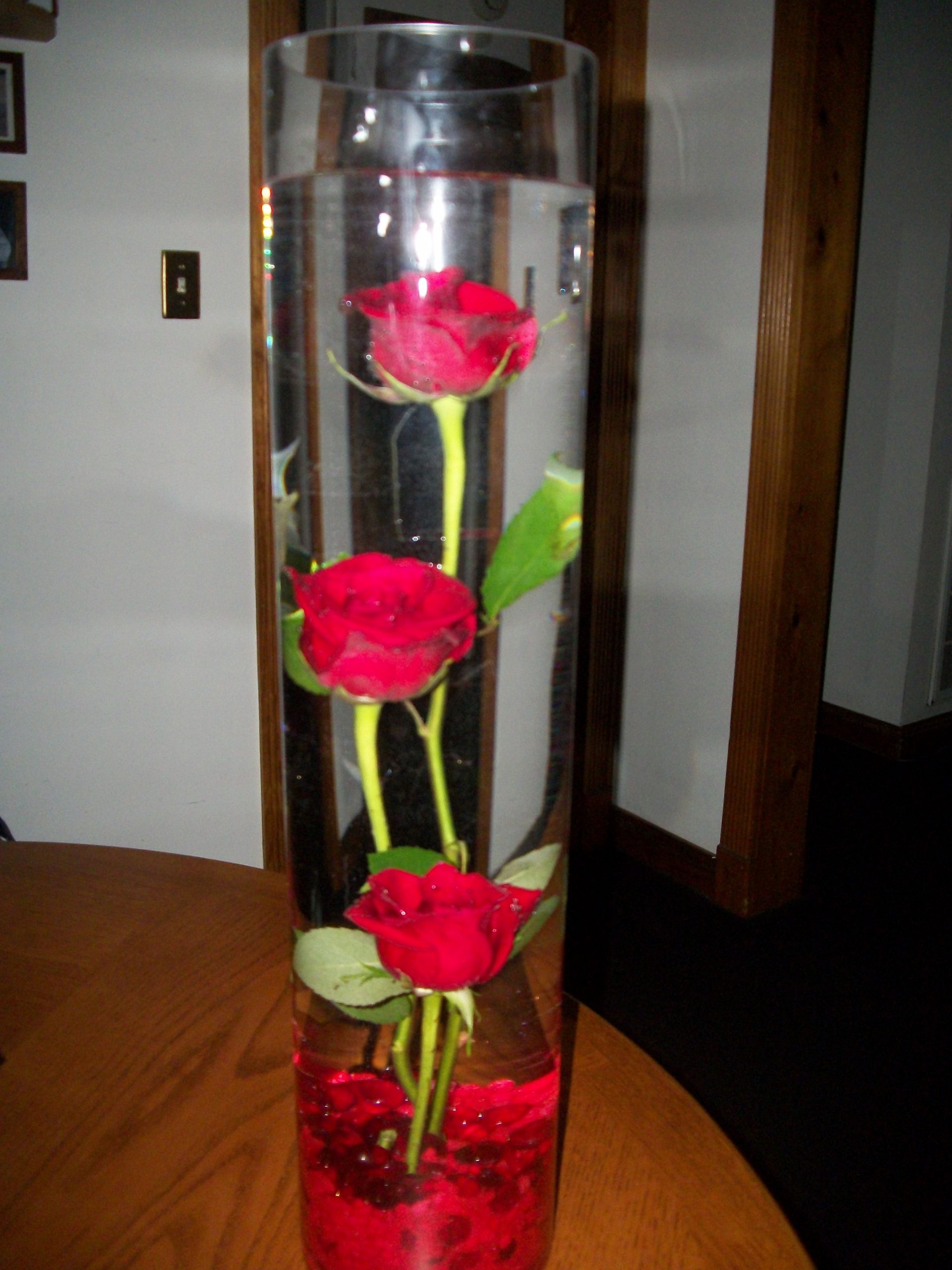 Tall Cylinder Vase W Red Roses Submerged In Water And Red inside size 3000 X 4000