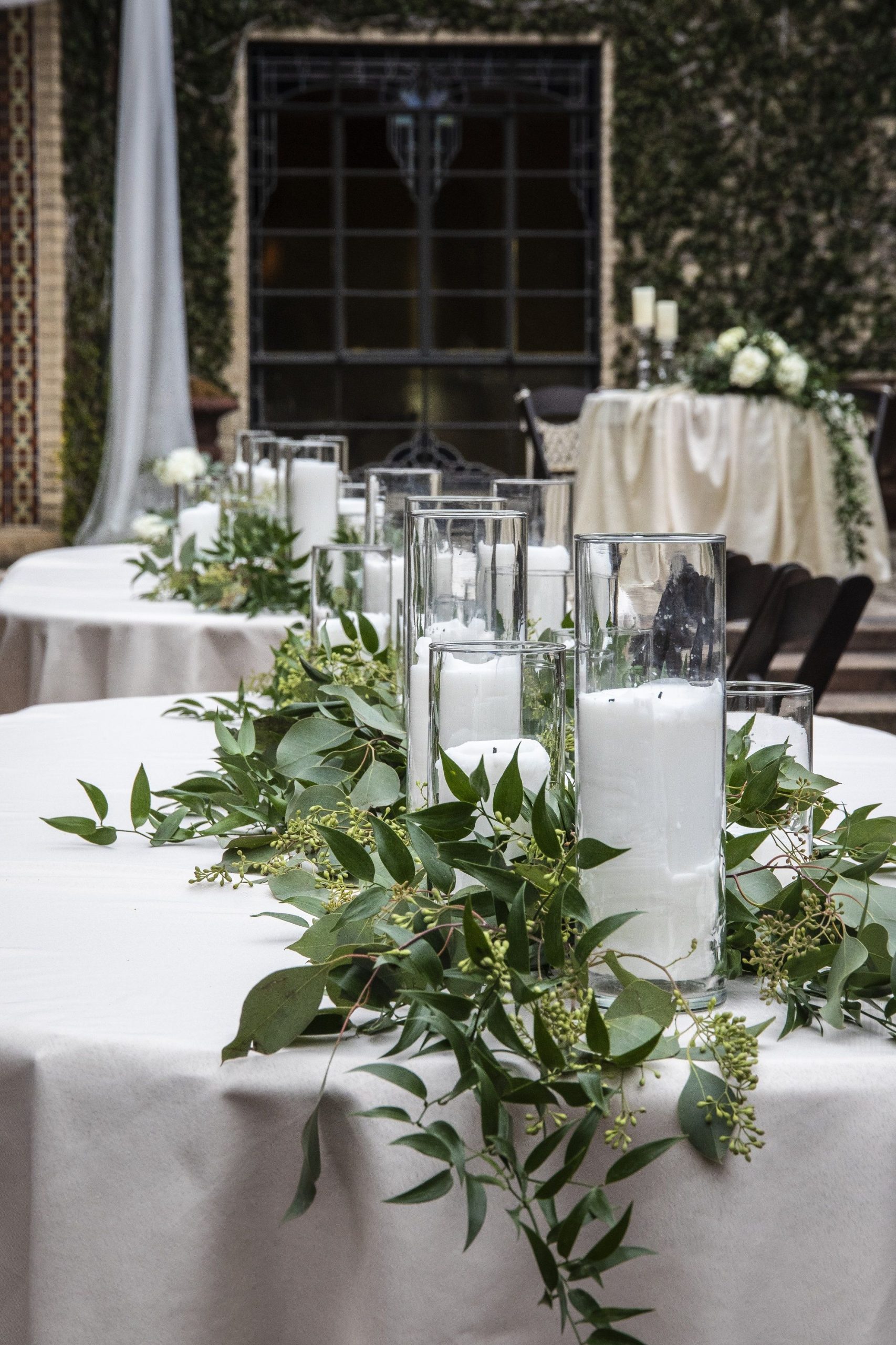 Tall Cylinder Vases With Greenery Wedding Centerpiece within proportions 1989 X 2984