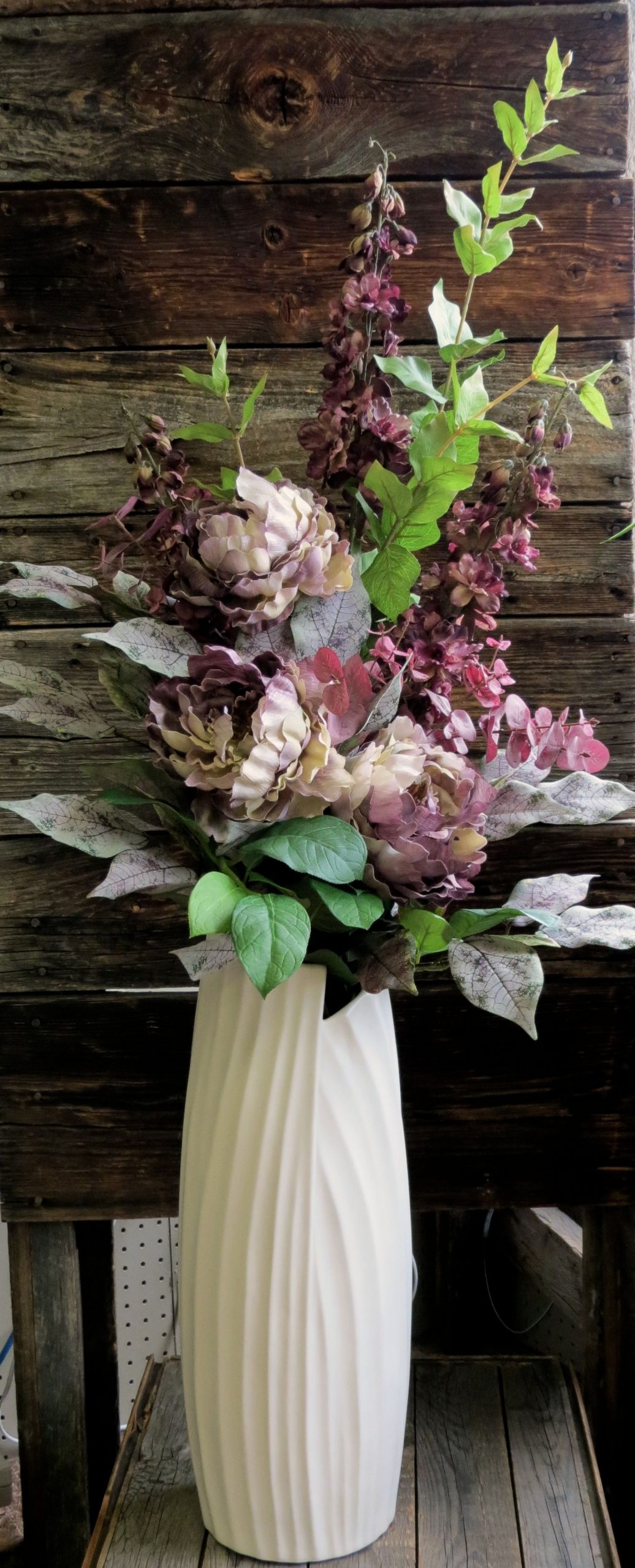 Tall Floor Vase With Romantic Mauve Purple Silk Flowers regarding measurements 1561 X 3857
