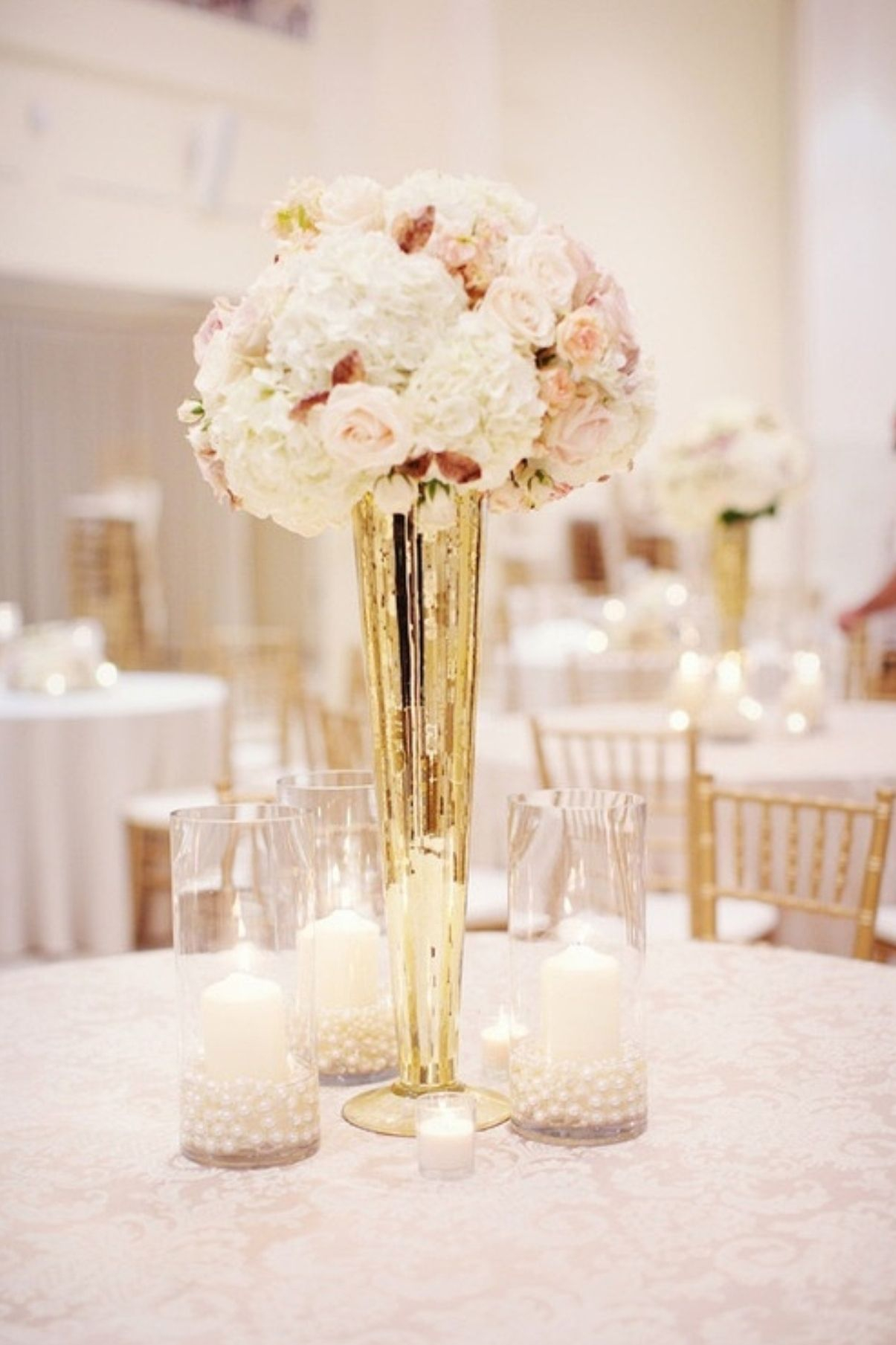 Tall Gold Mercury Tall Vase Wedding Centerpieces Beige pertaining to measurements 1205 X 1809