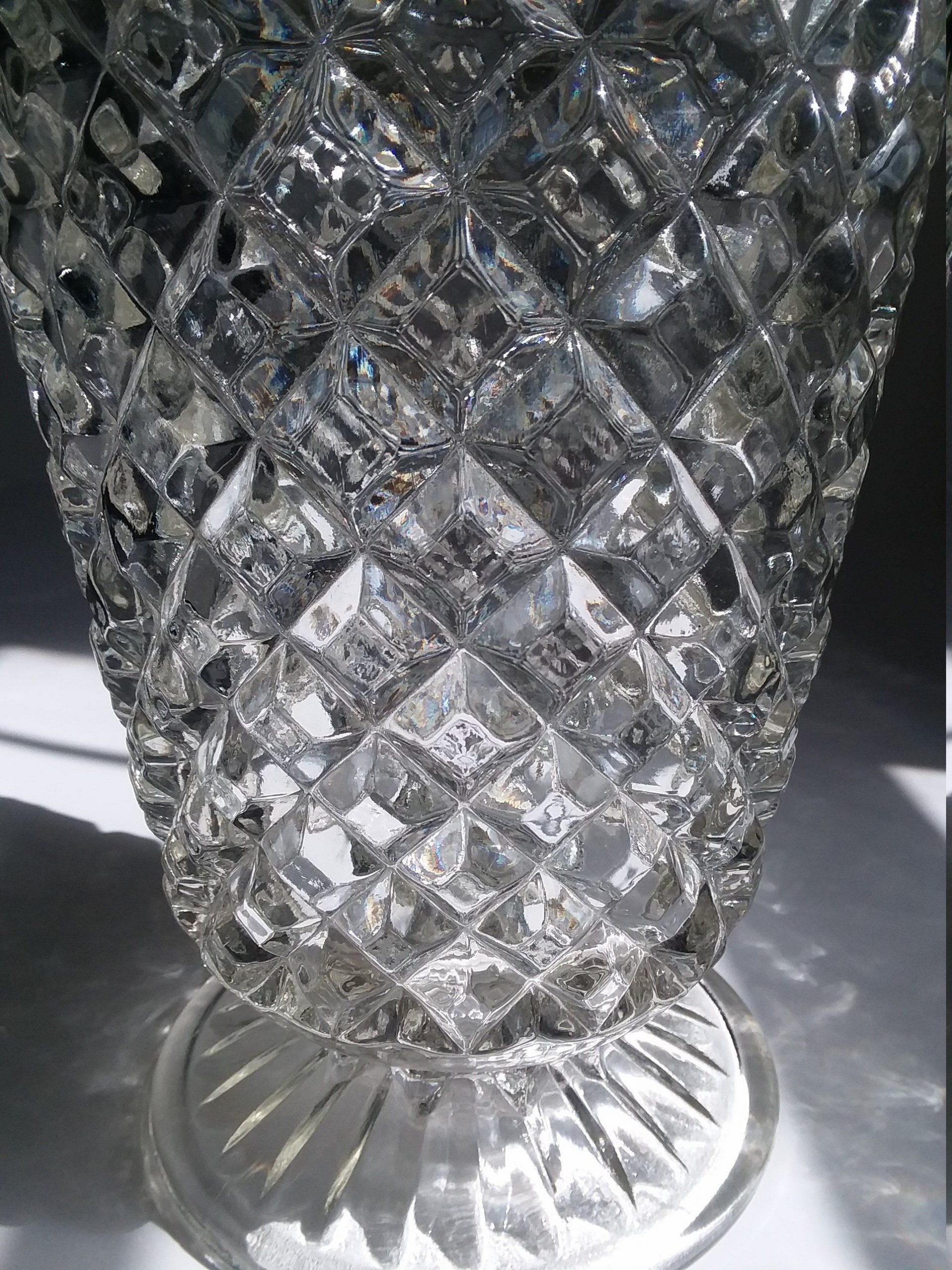 Tall Large Lead Crystal Clear Vase With Diamond Lattice inside proportions 1932 X 2576