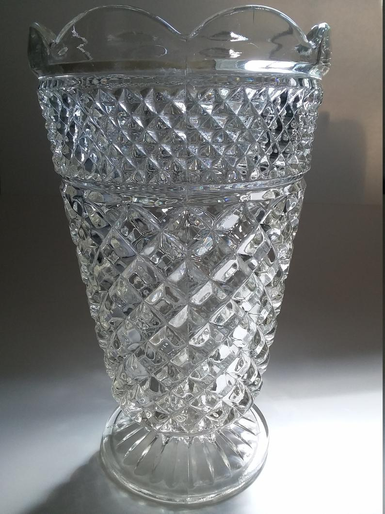 Tall Large Lead Crystal Clear Vase With Diamond Lattice with dimensions 794 X 1059