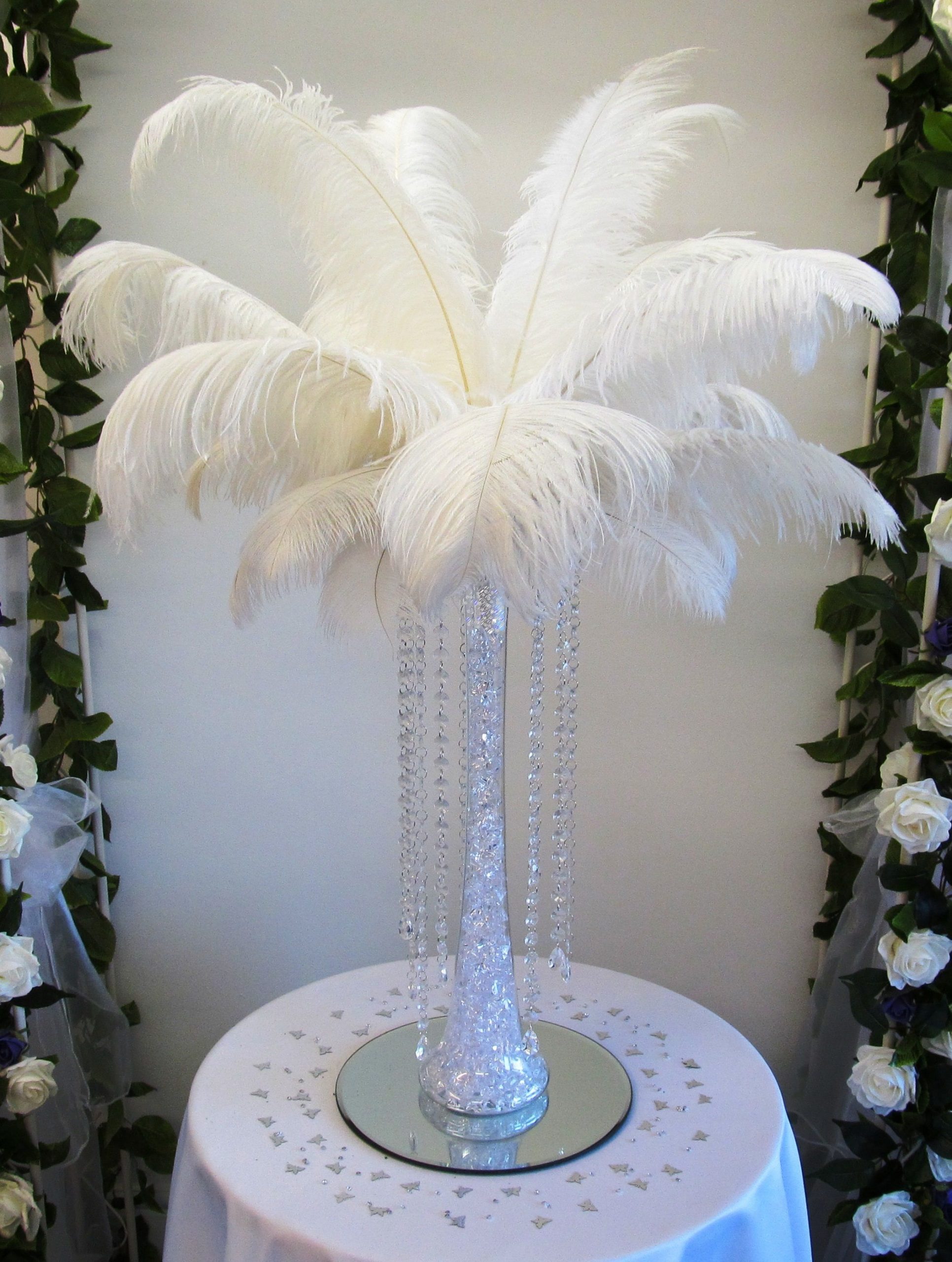 Tall Lily Vase Table Centrepiece With White Feathers Lily with measurements 2109 X 2795