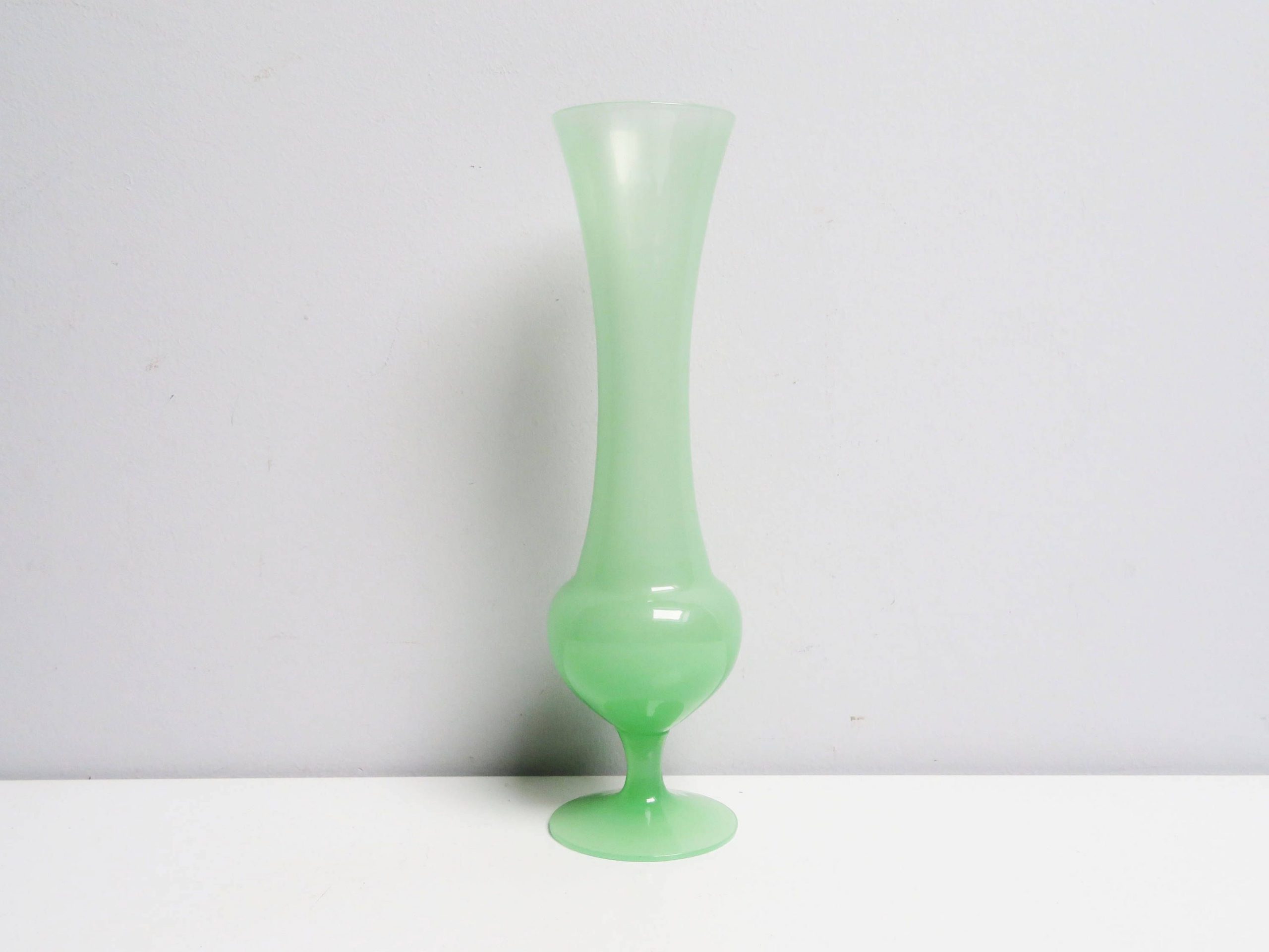 Tall Thin Green Opaline Art Glass Vase Jadeite Opaline with regard to proportions 3000 X 2250