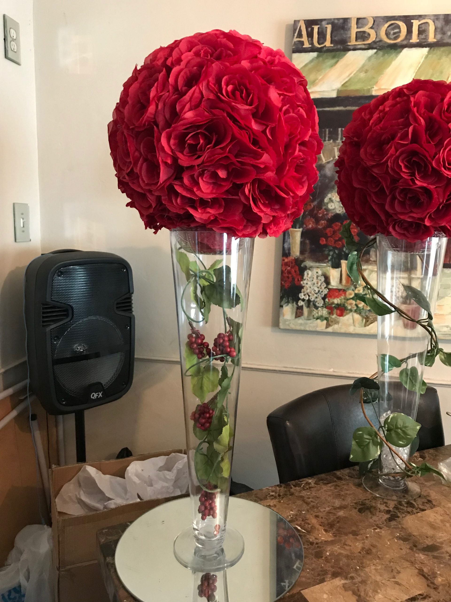 Tall Vase Red Floral Ball Elegant Centerpieces Tall in proportions 3024 X 4032