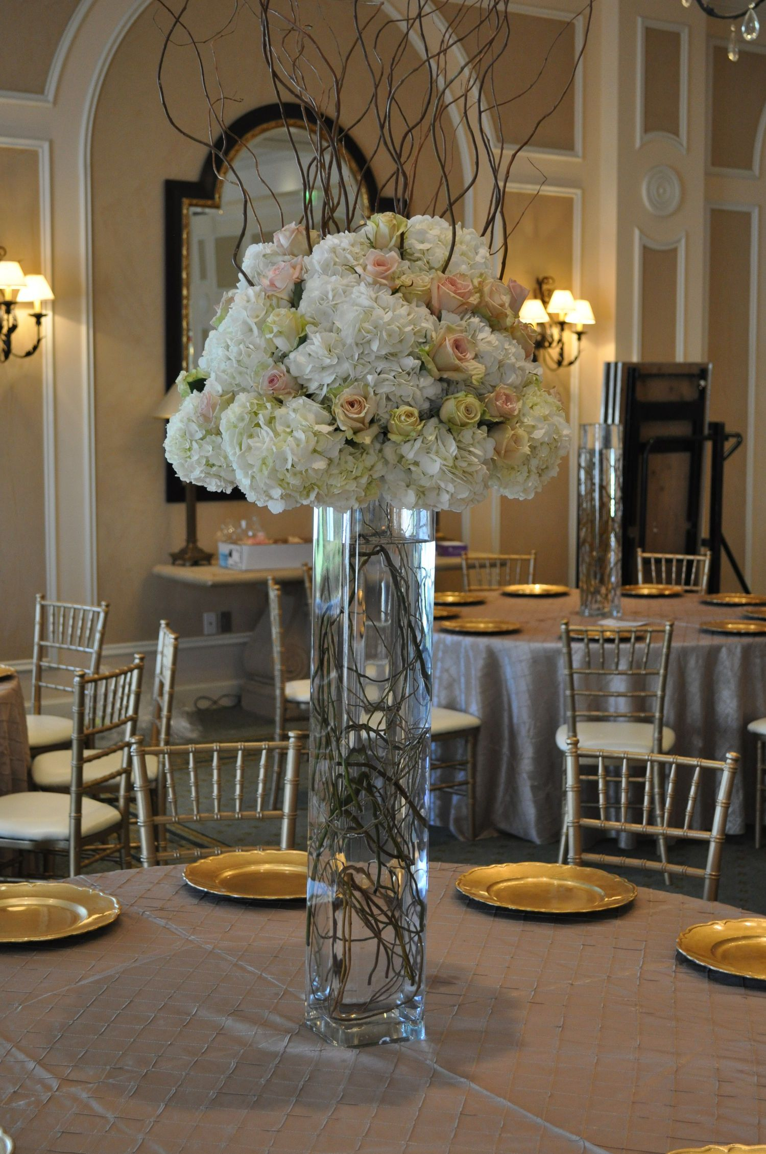 Tall Vase With Hydrangea And Roses Tall Wedding pertaining to proportions 1500 X 2258