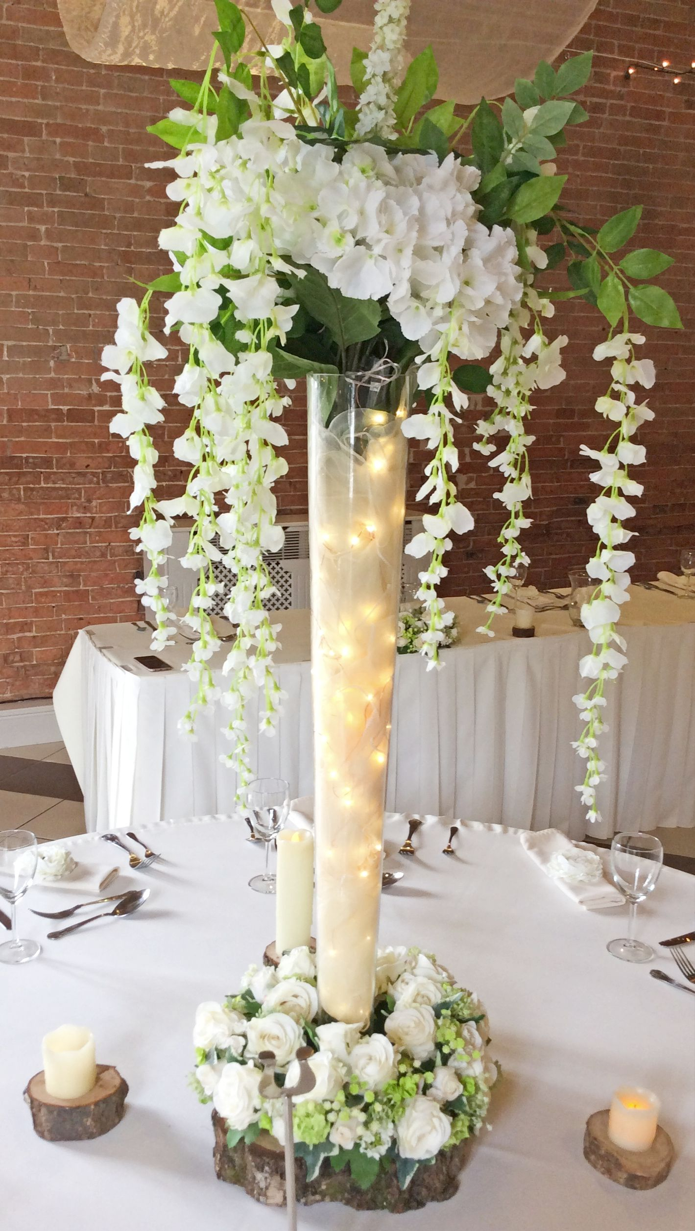 Tall Vase With Wisteria And Lights Wedding Floral with dimensions 1419 X 2513