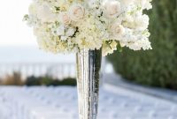 Tall White Rose And Hydrangea Centerpiece In A Silver Lined regarding dimensions 1333 X 2000