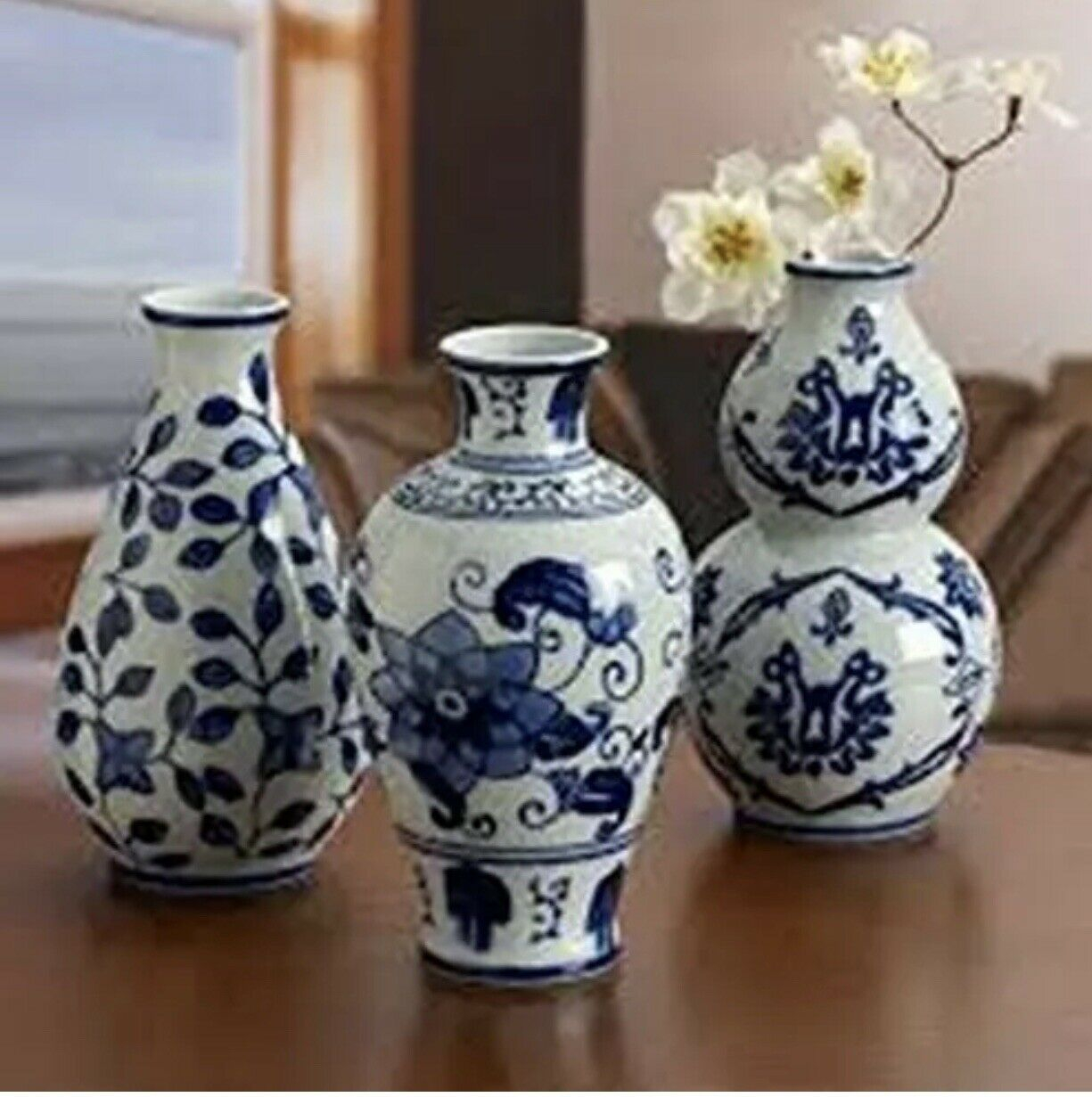 The Bombay Co Set 3 Floral Ceramic Blue White Vases 5159012 Upc028225833050 inside size 1225 X 1231