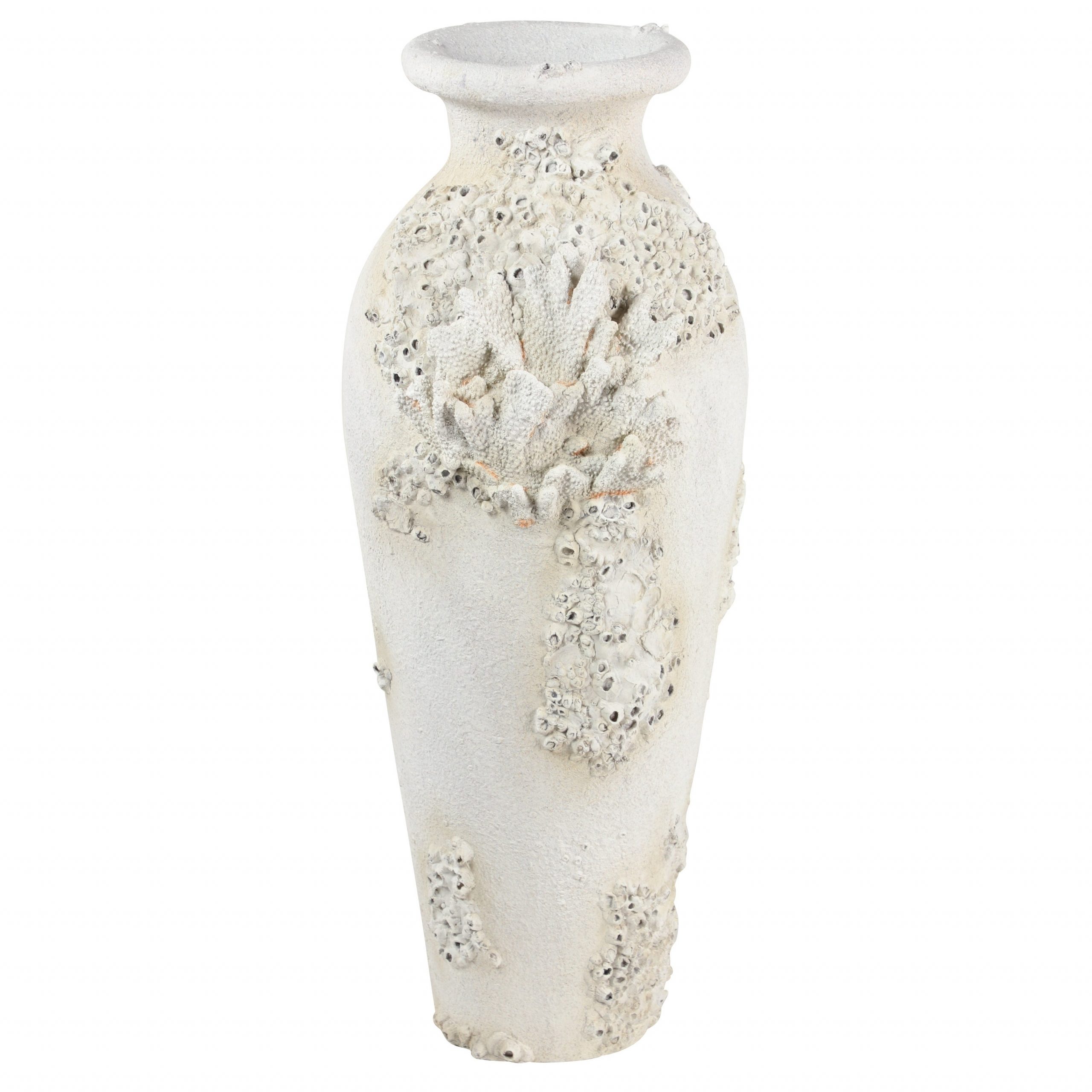 The Curated Nomad Barnacles Nautical Tall White Stone Floor Vase in dimensions 3500 X 3500