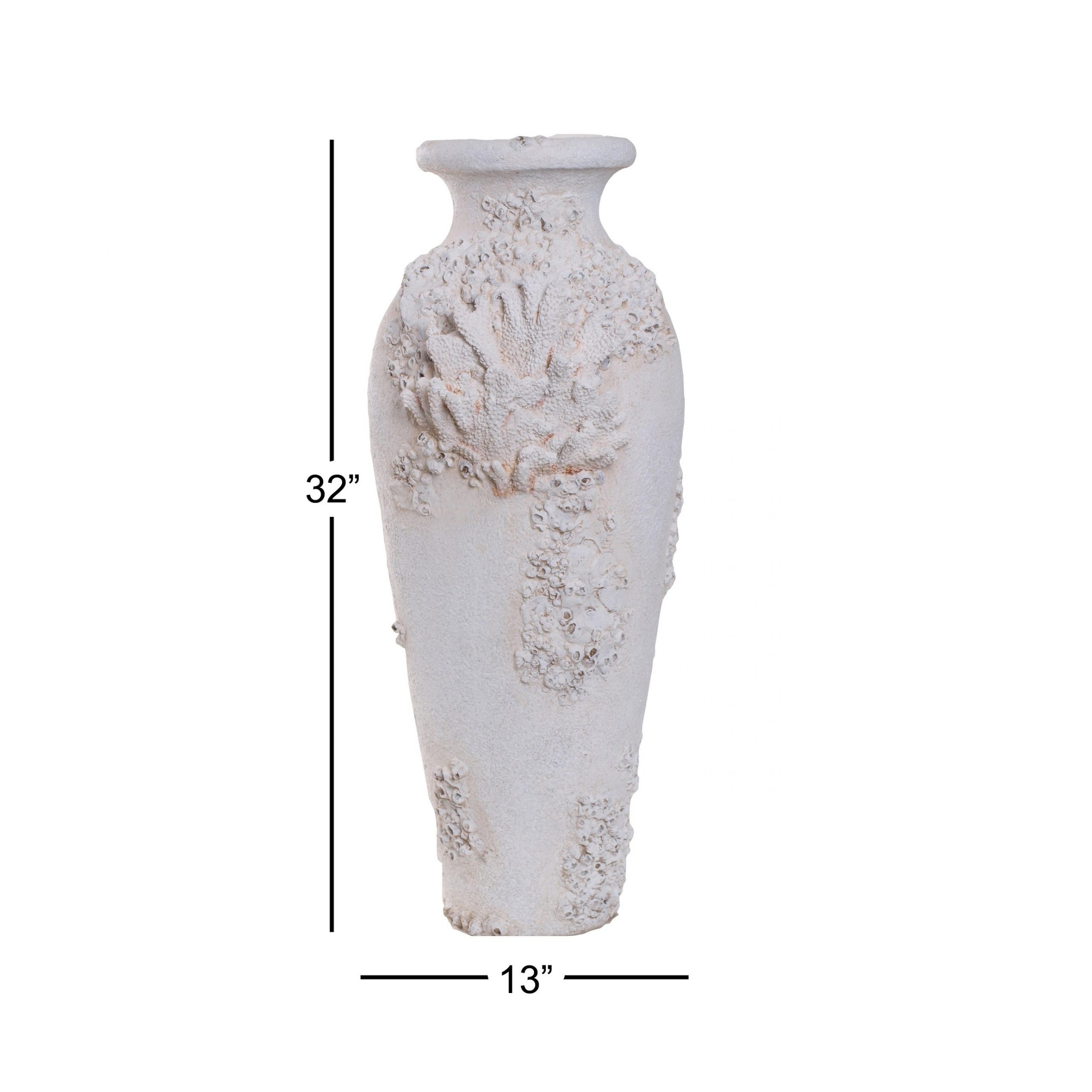 The Curated Nomad Barnacles Nautical Tall White Stone Floor Vase regarding measurements 2736 X 2736