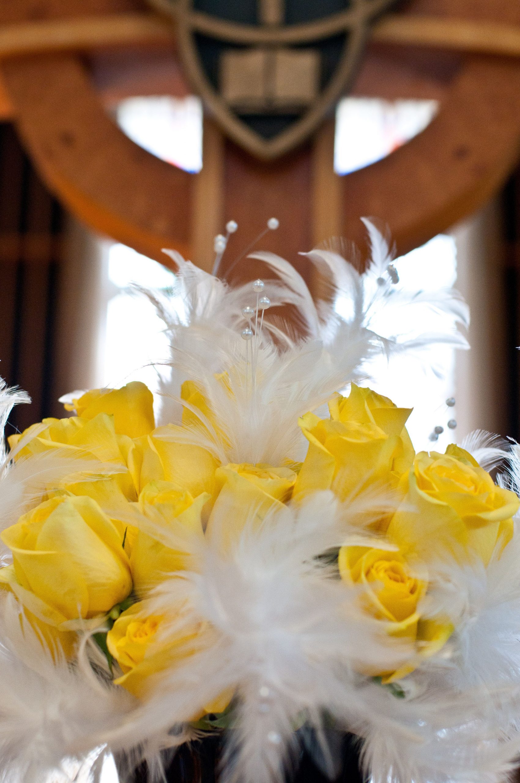 The Yellow Rose And White Feather Arrangement I Made For The pertaining to proportions 2848 X 4288