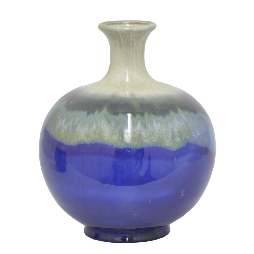 Blue And White Striped Ceramic Vase • Kitchen Cabinet Ideas