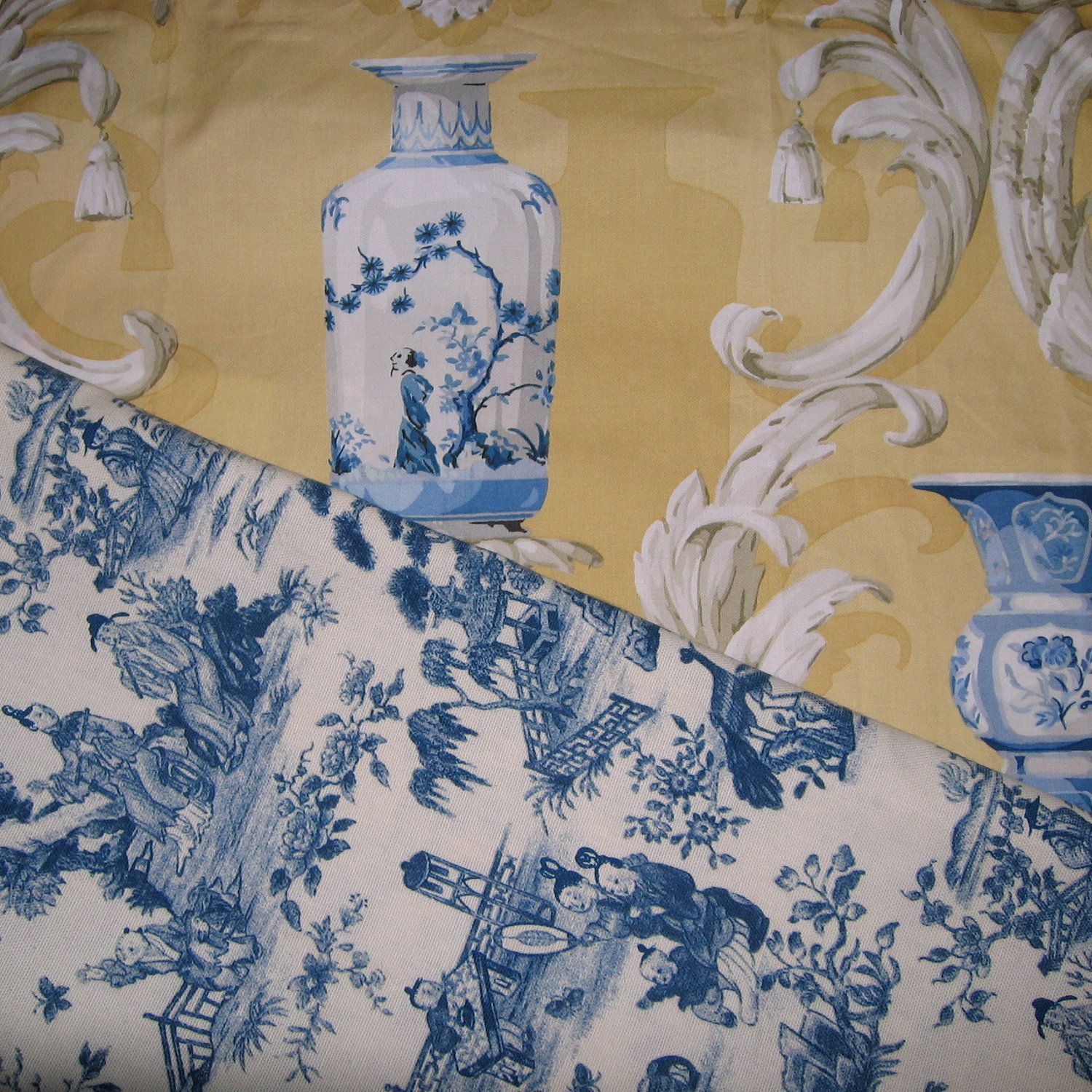 Toile Fabric Blue Toile Fabric Blue Chinese Vases regarding proportions 1500 X 1500