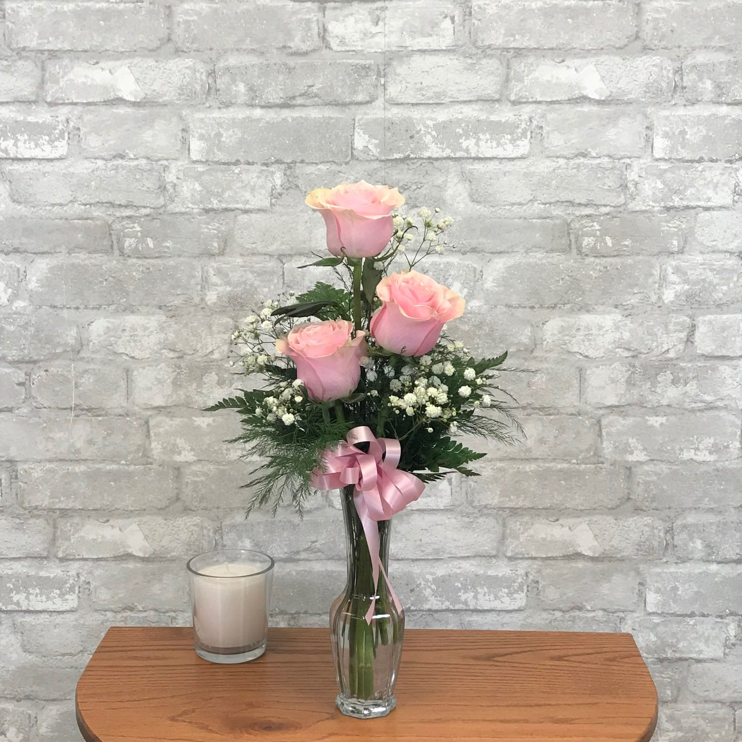 Triple Pink Rose Bud Vase Fg108p In Bensalem Pa Flower Girl Florist pertaining to size 1512 X 1512